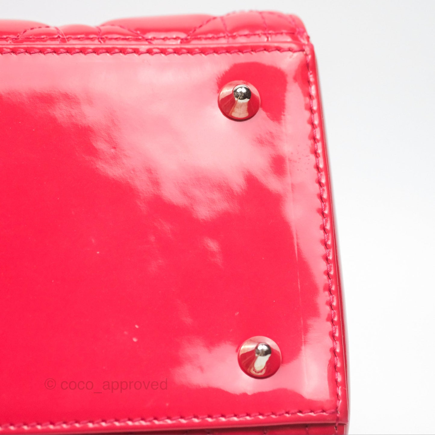 Christian Dior Medium Lady Dior Red Patent Silver Hardware