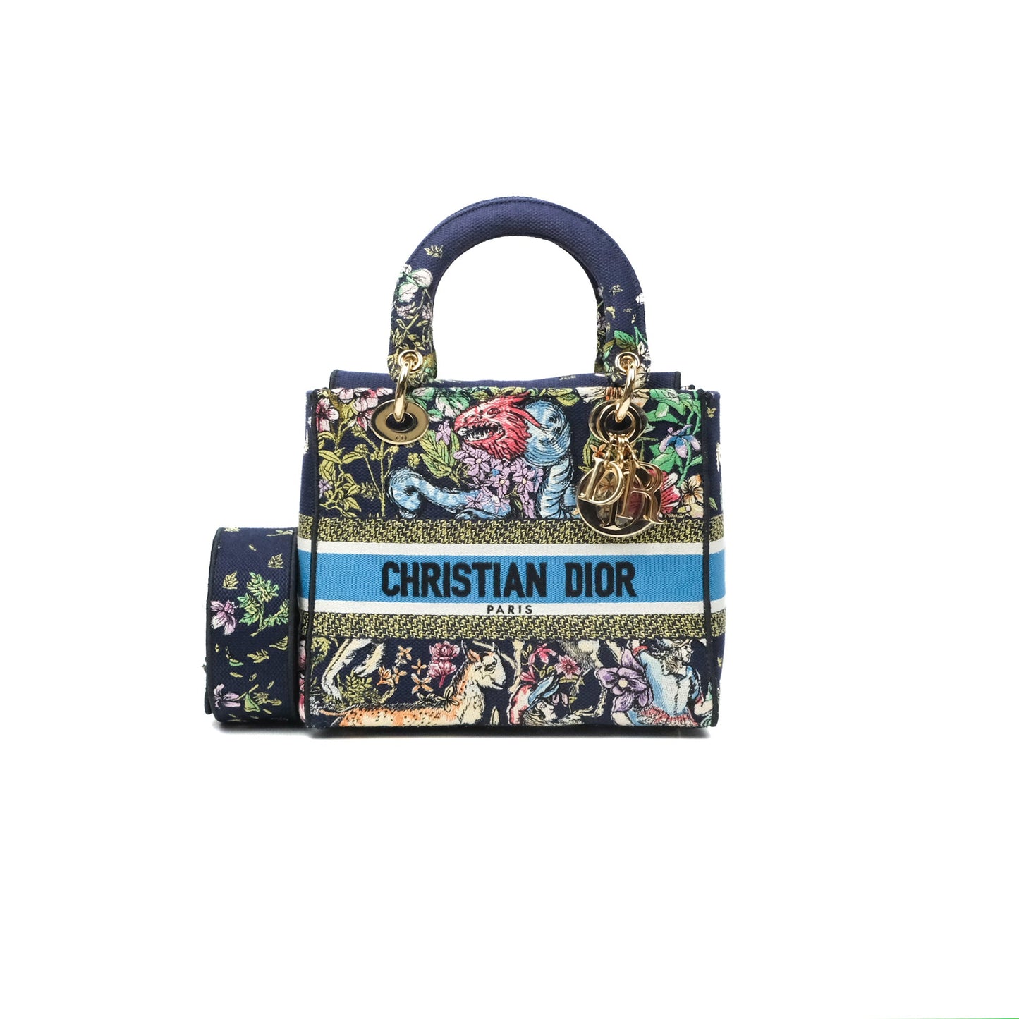 Christian Dior Medium Lady D-Lite Bag Blue Dior Multicolor Constellation Embroidered