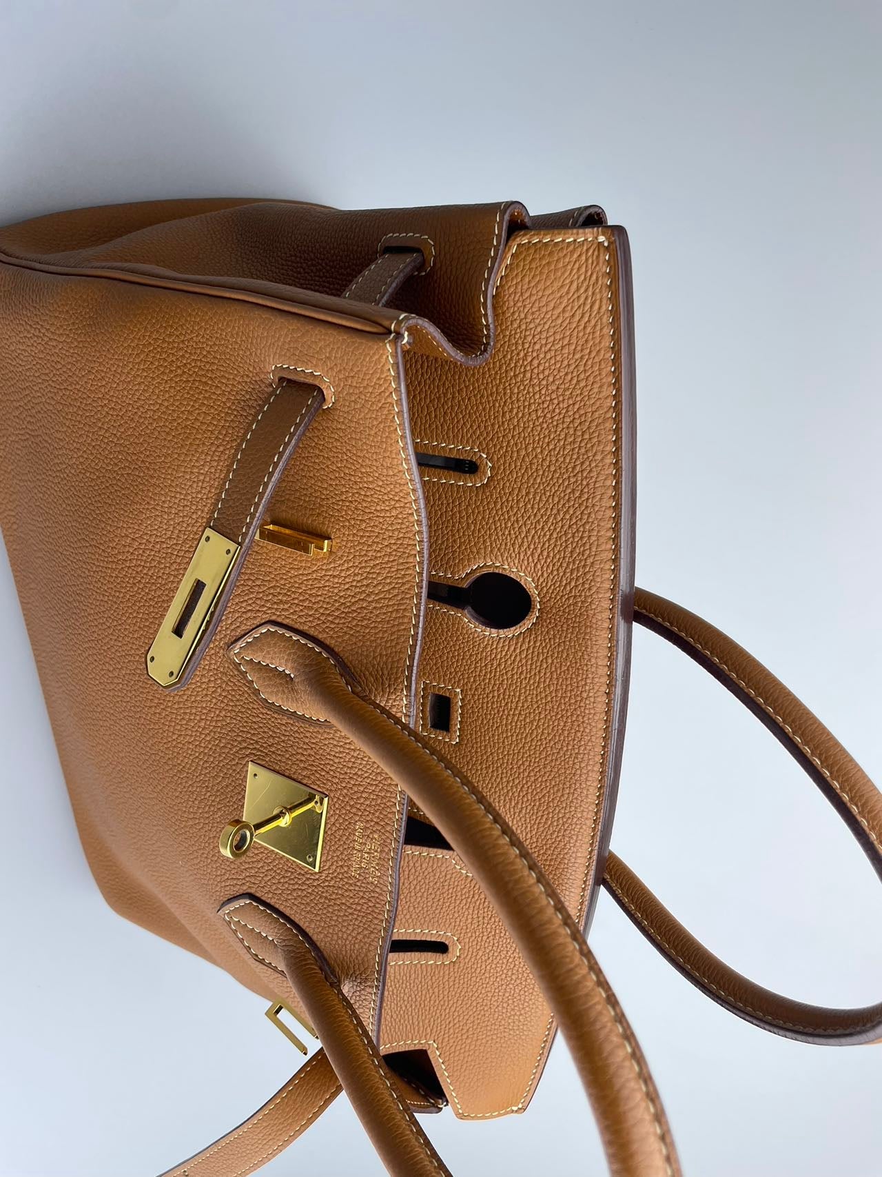 Hermes Birkin 35 in gold vintage Togo leather