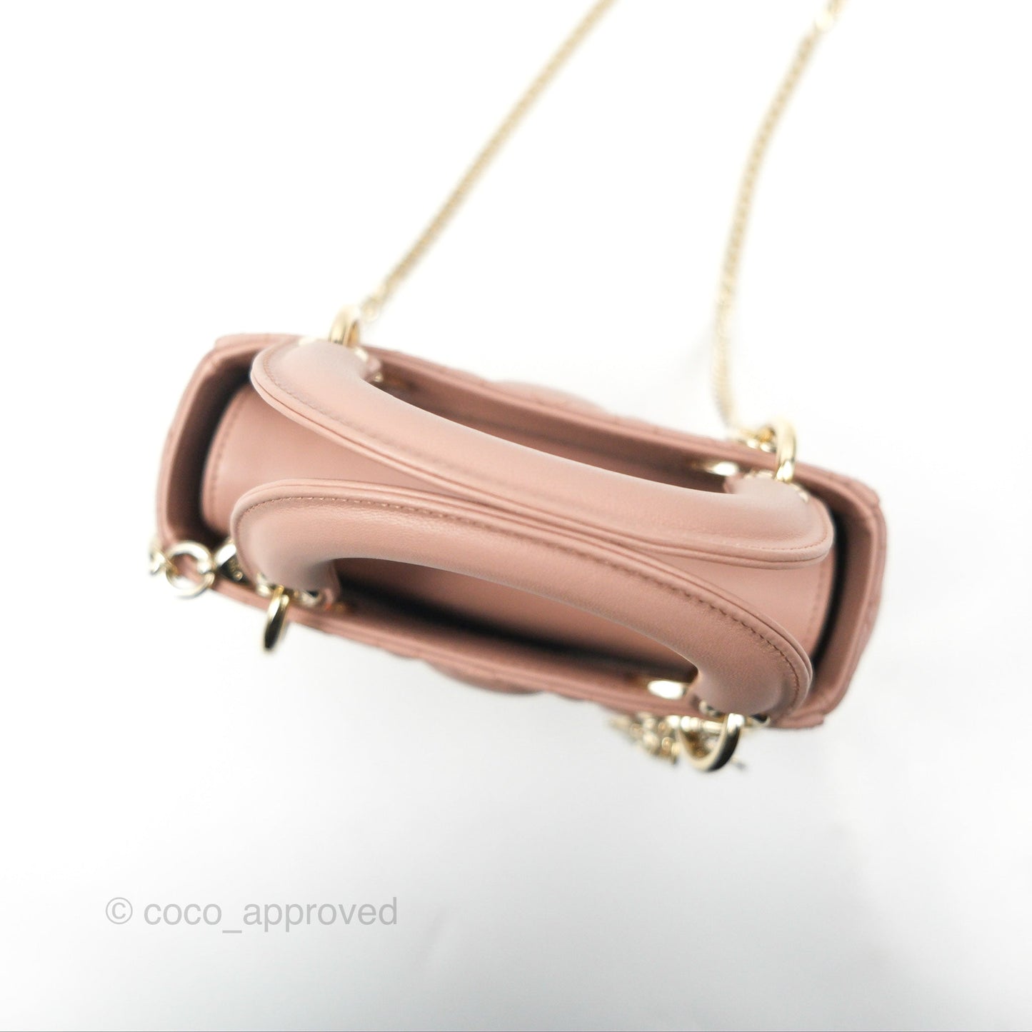 Christian Dior Mini Lady Dior Blush Cannage Lambskin Gold Hardware