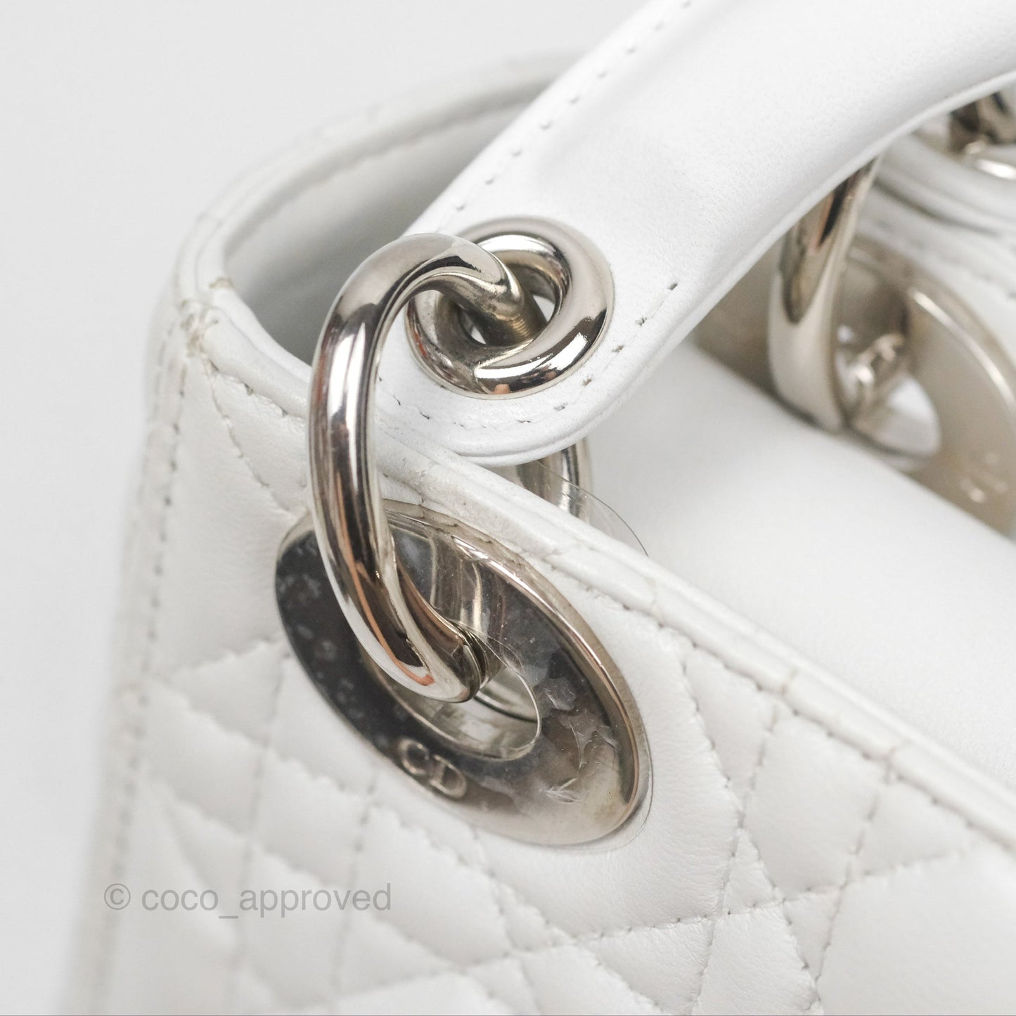 Christian Dior Cannage Mini Lady Dior White Silver Hardware