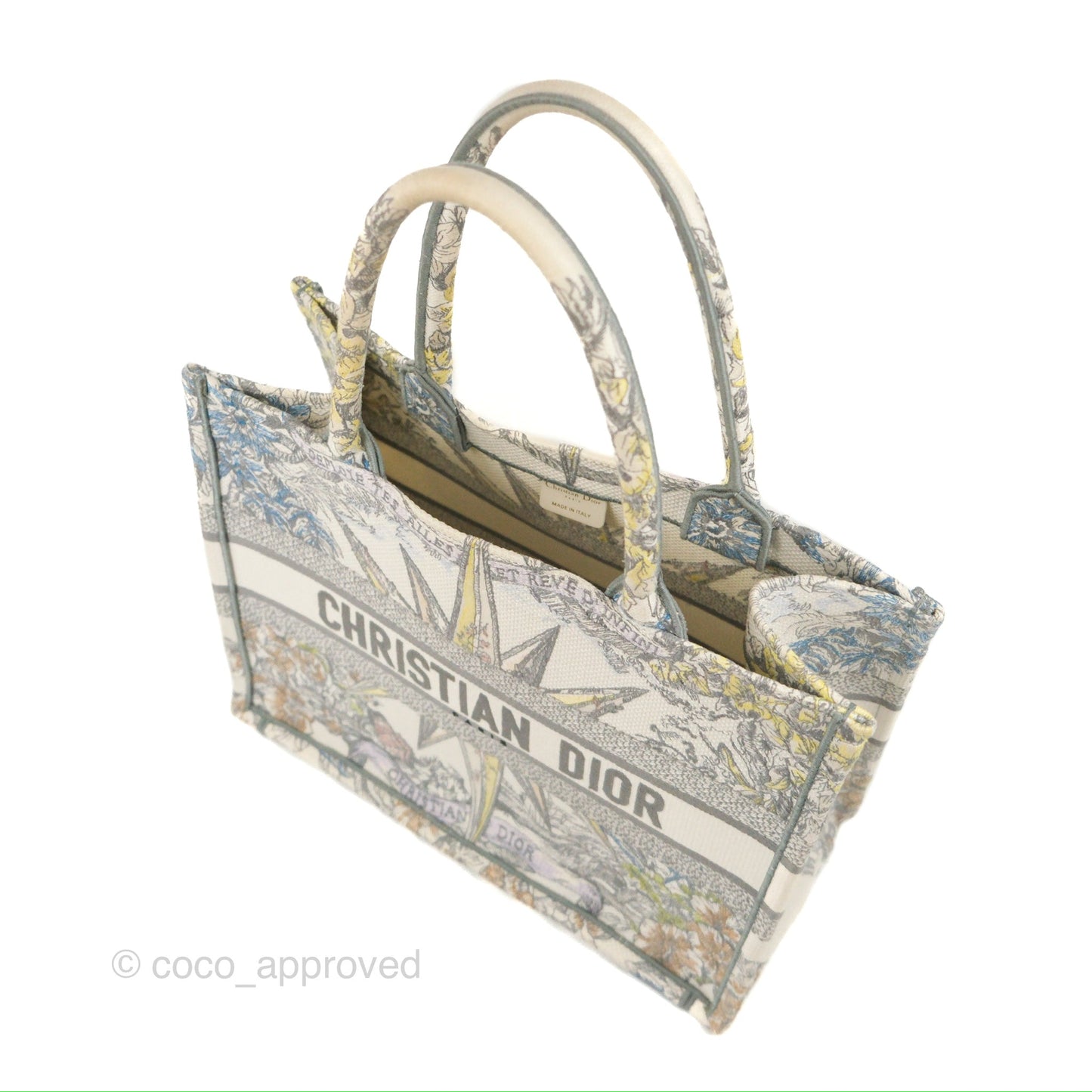 Christian Dior Medium(Old Small) Book Tote White Multicolor Rêve d'Infini Embroidery