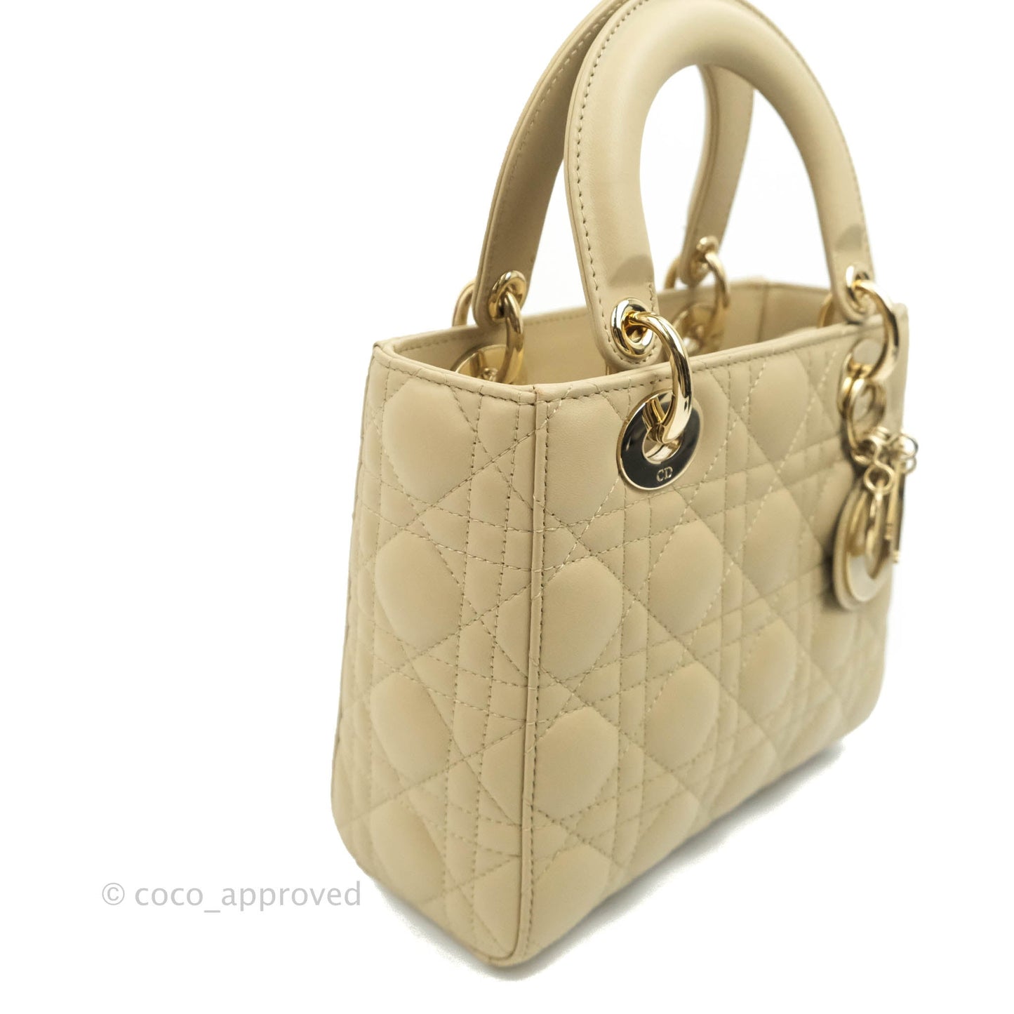 Christian Dior Lambskin My ABCDior Lady Dior Matte Beige Gold Hardware