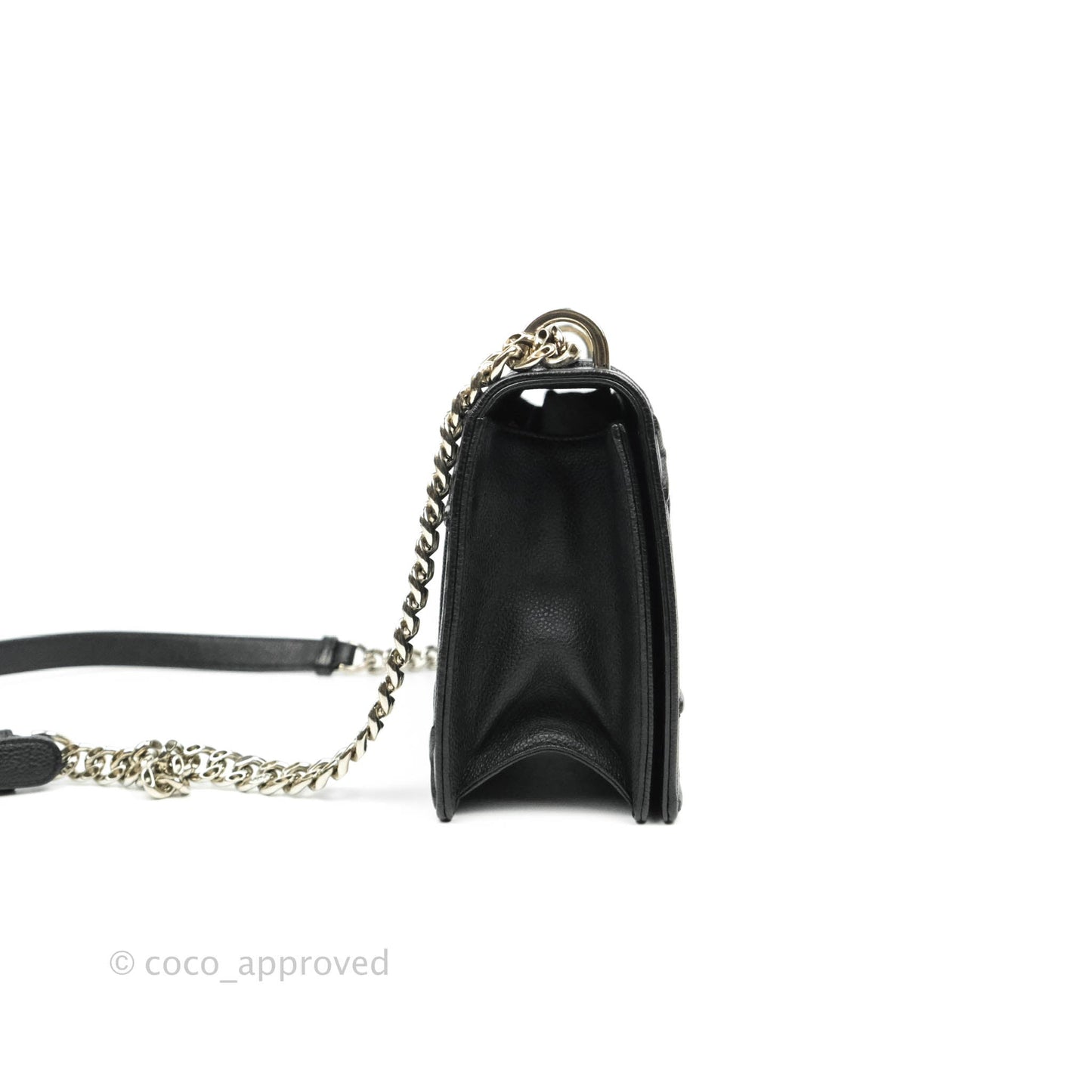 Christian Dior Diorama Medium Flap Shoulder Bag Black Grained Leather Silver Hardware