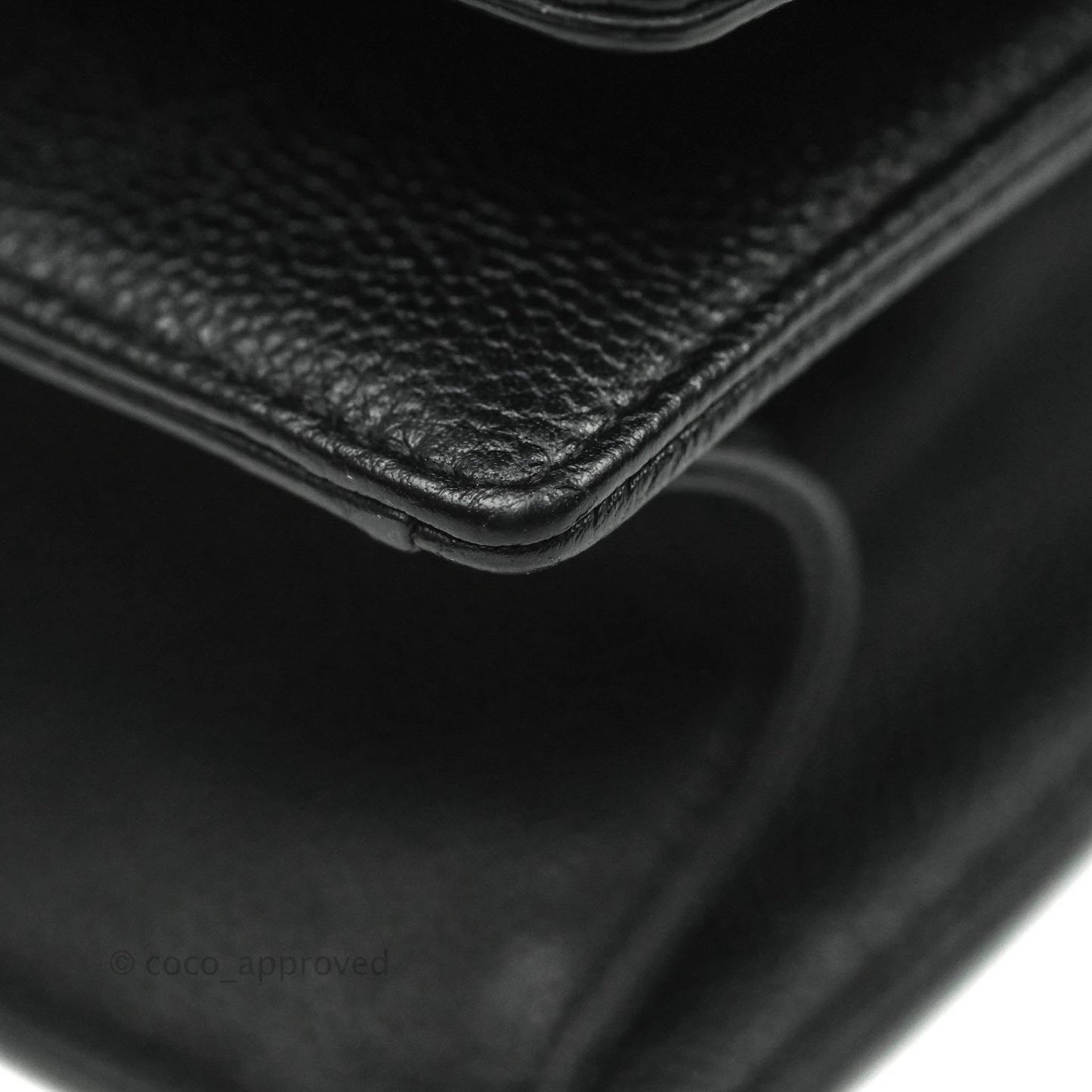 Christian Dior Diorama Medium Flap Shoulder Bag Black Grained Leather Silver Hardware