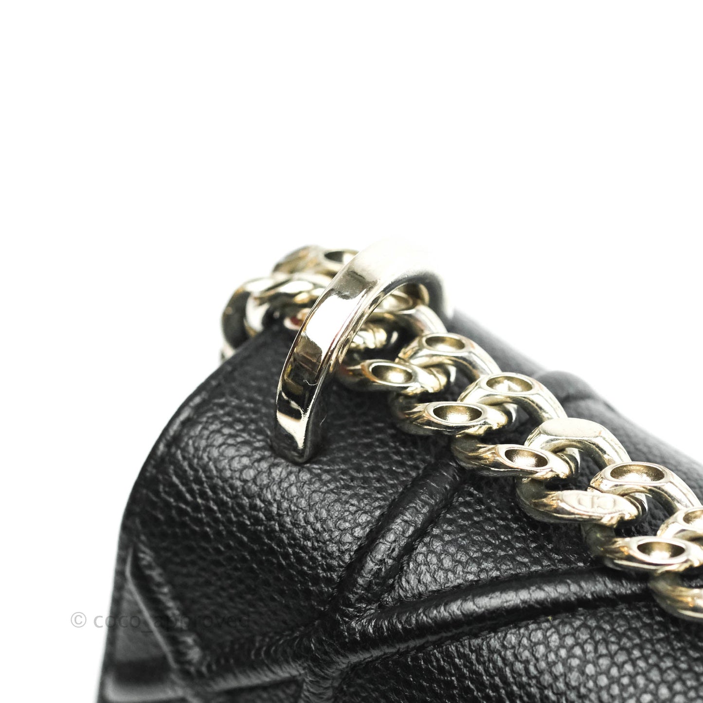 Christian Dior Diorama Medium Flap Shoulder Bag Black Grained Leather Silver Hardware