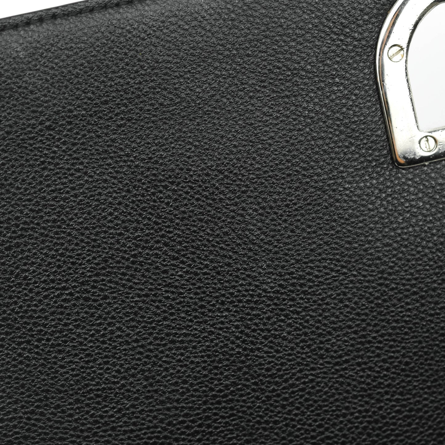 Christian Dior Diorama Medium Flap Shoulder Bag Black Grained Leather Silver Hardware