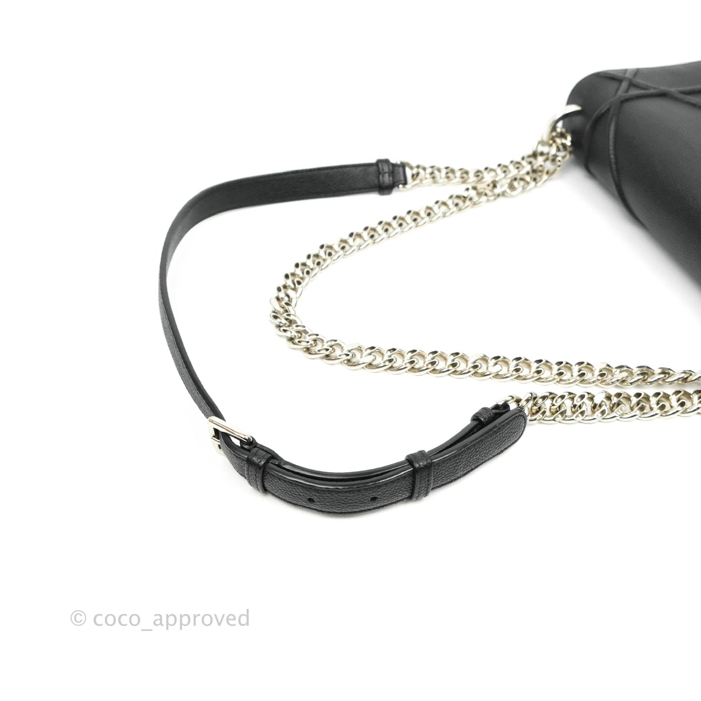 Christian Dior Diorama Medium Flap Shoulder Bag Black Grained Leather Silver Hardware