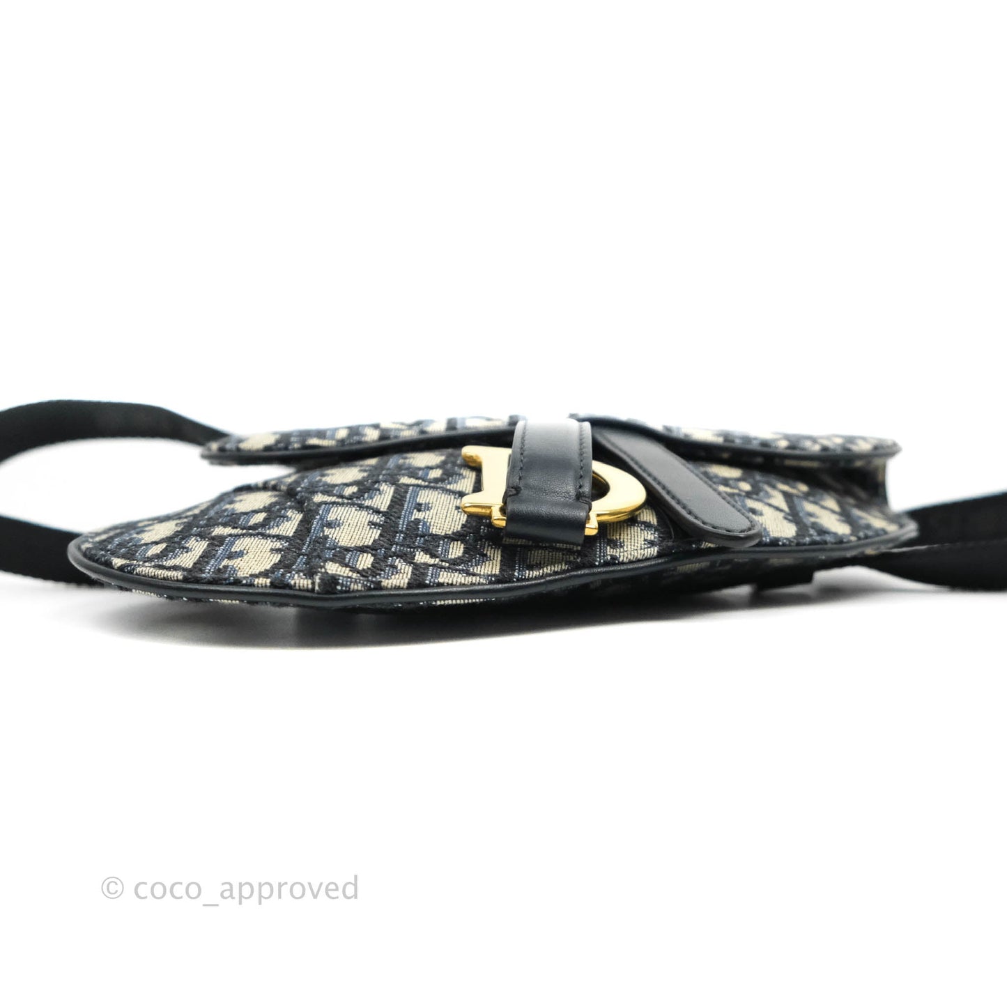 Christian Dior Blue Oblique Jacquard Saddle Belt Bag