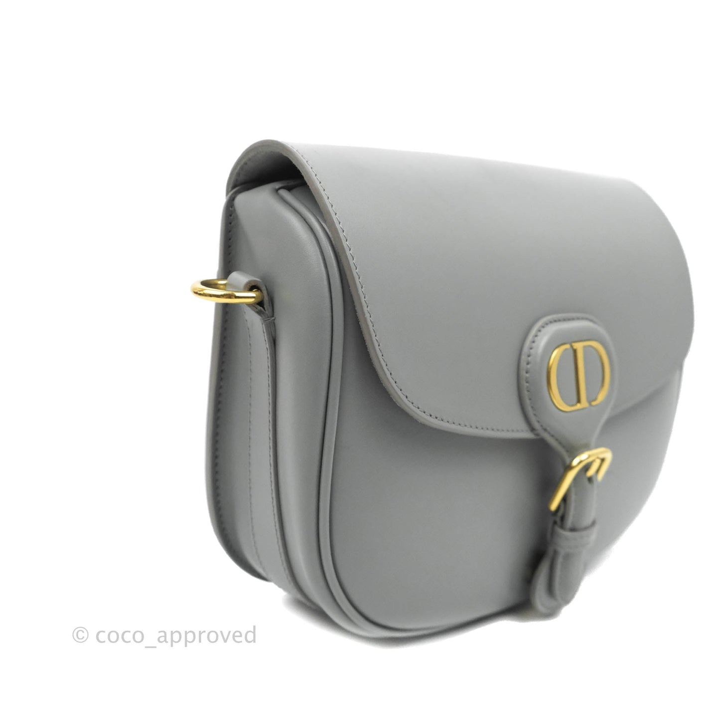 Christian Dior Box Calfskin Medium Bobby Flap Stone Grey