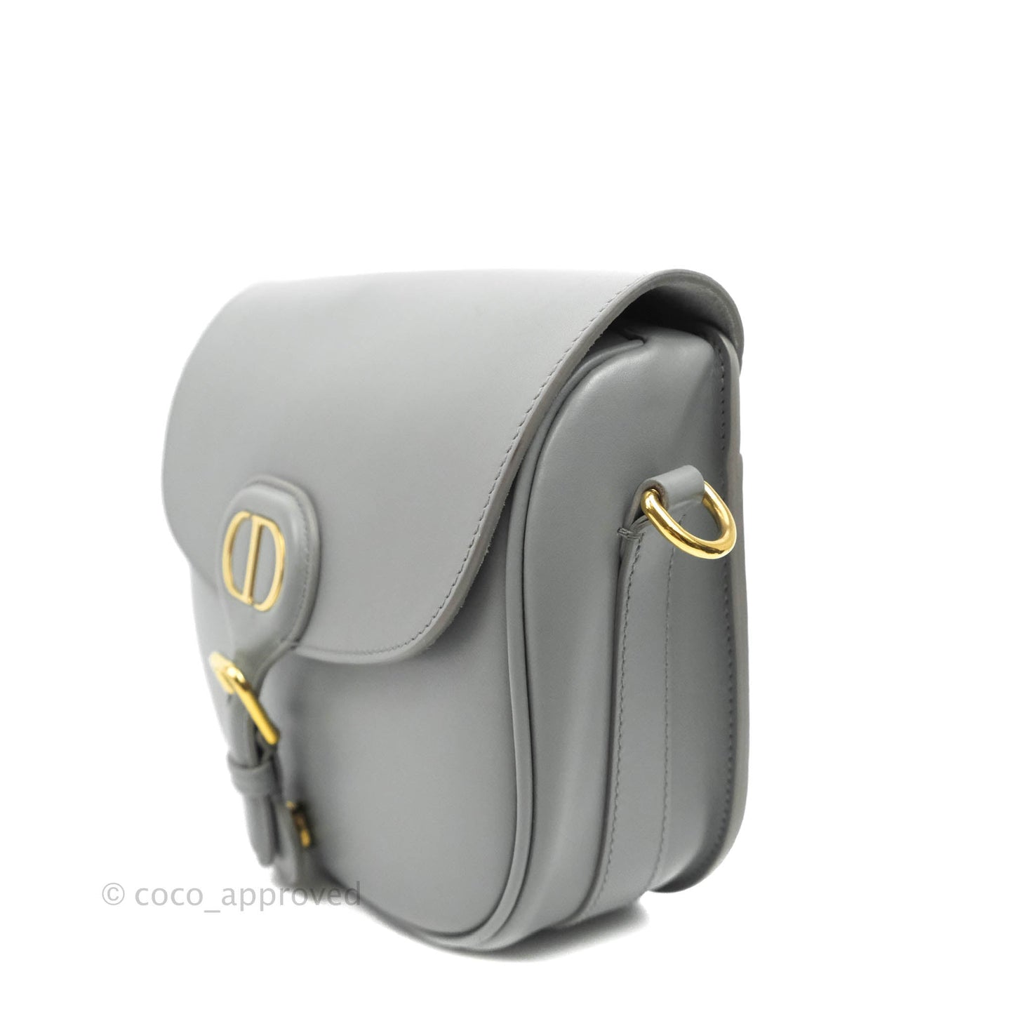 Christian Dior Box Calfskin Medium Bobby Flap Stone Grey