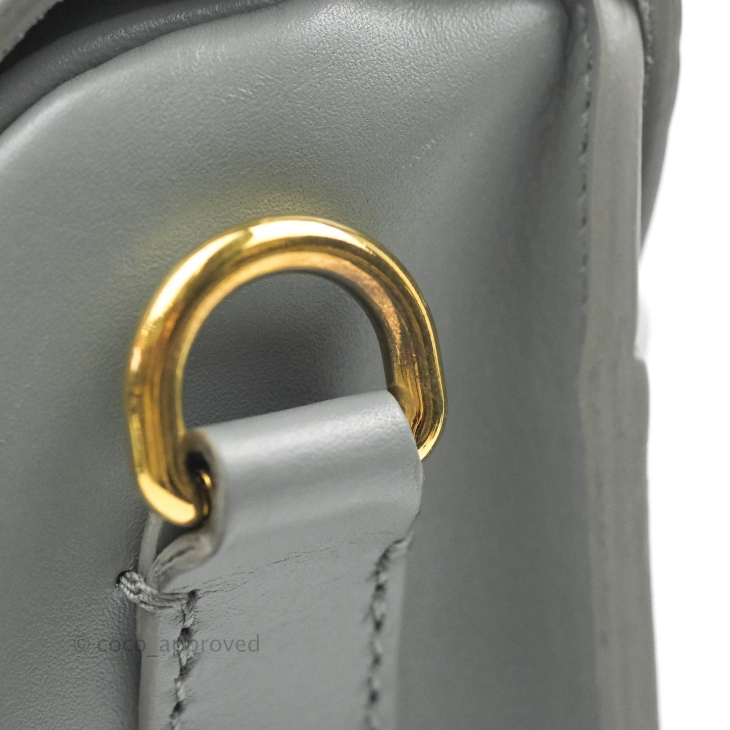 Christian Dior Box Calfskin Medium Bobby Flap Stone Grey