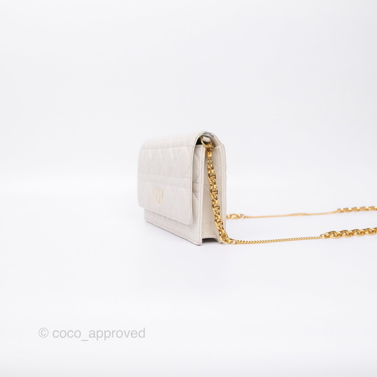 Dior Caro Pouch With Chain Latte Supple Cannage Calfskin