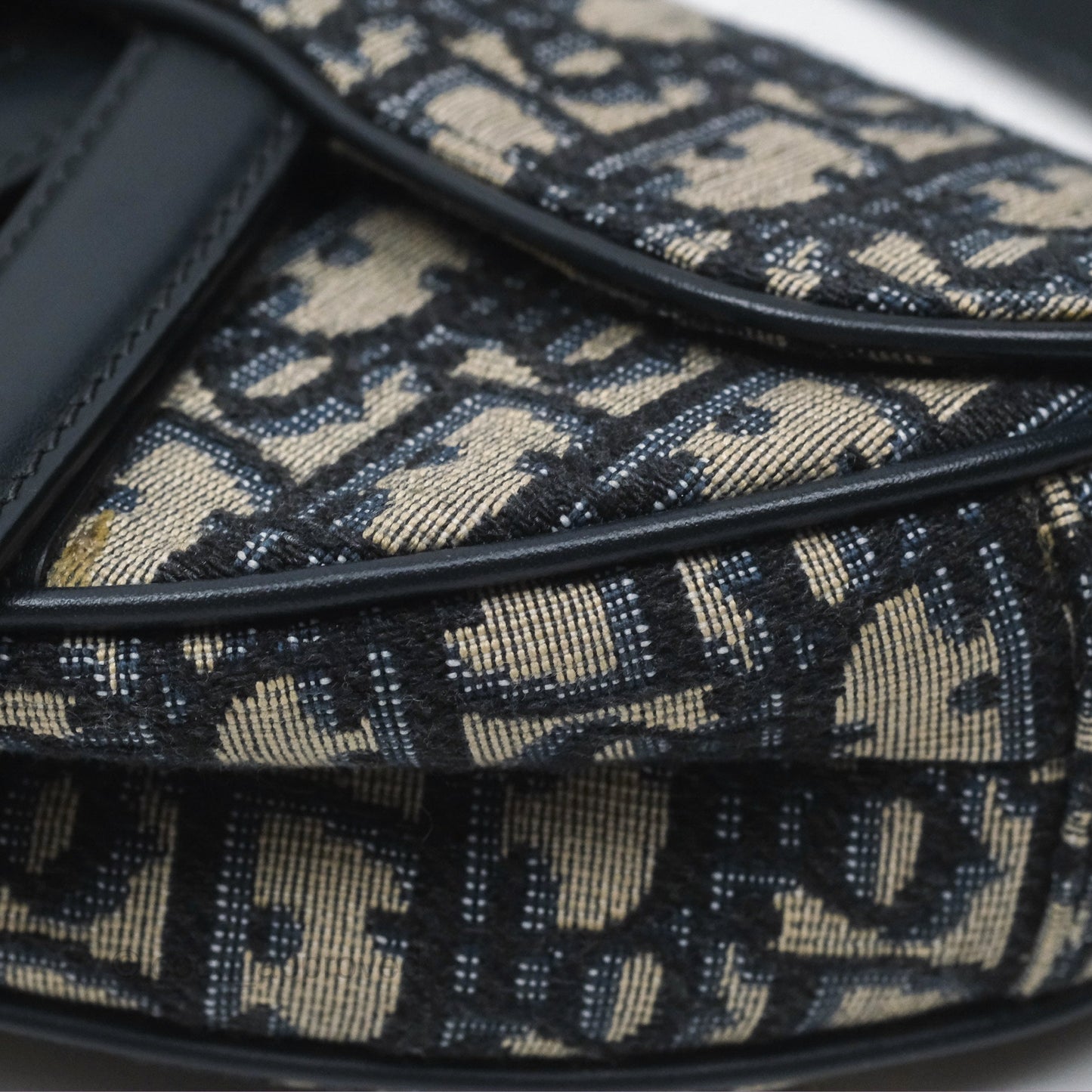 Christian Dior Mini Saddle Bag Blue Oblique Jacquard Gold Hardware
