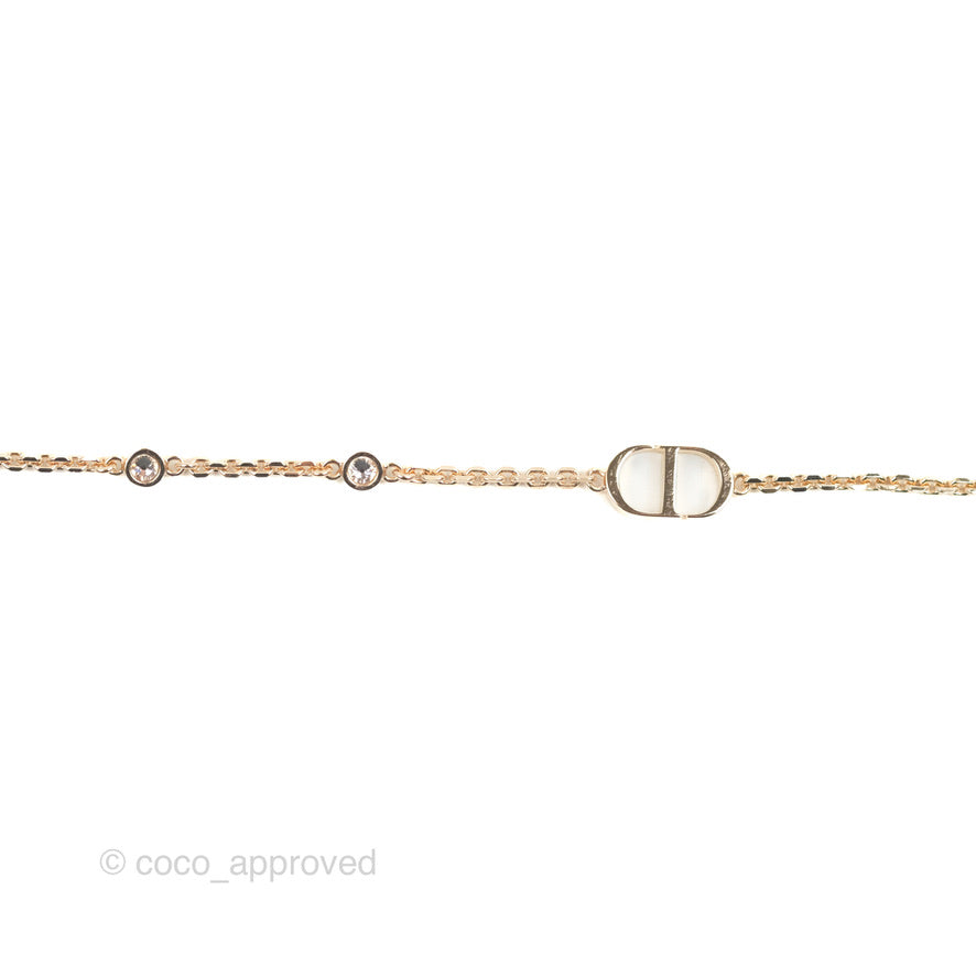 Dior CD Petit Double Necklace Crystal Rose Gold Tone