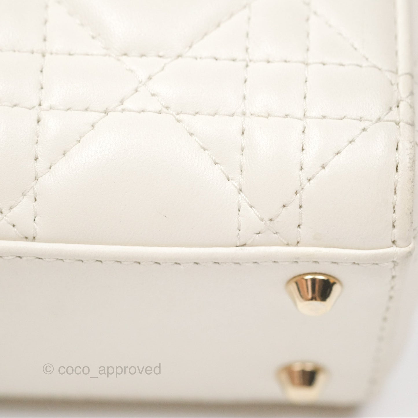 Christian Dior Cannage Mini Lady Dior White Gold Hardware
