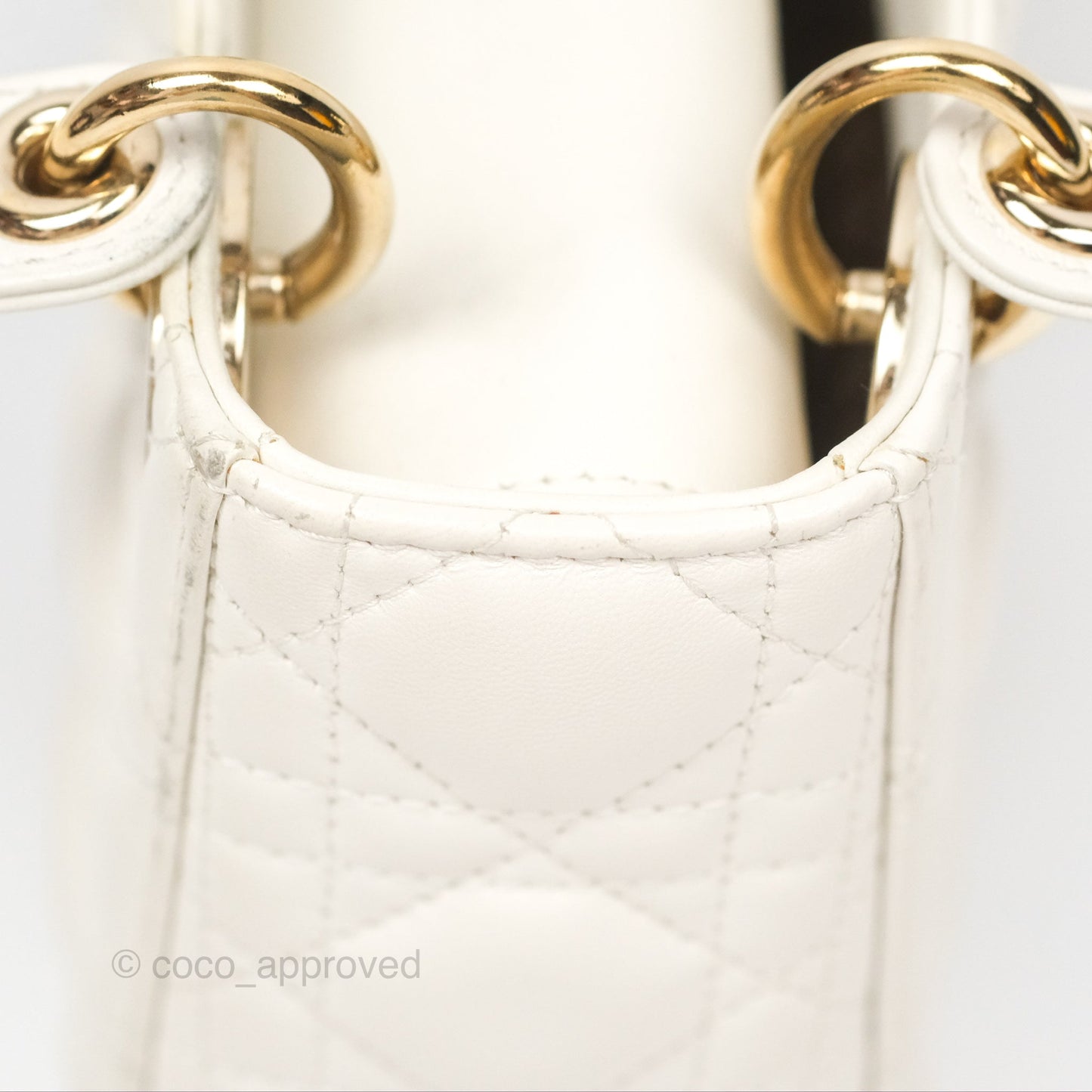 Christian Dior Cannage Mini Lady Dior White Gold Hardware