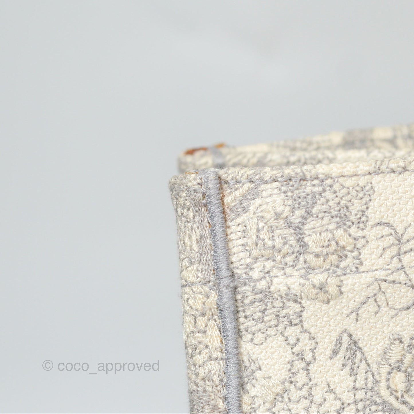 Christian Dior Medium (Old Small) Book Tote Embroidered Toile De Jouy Light Grey Canvas