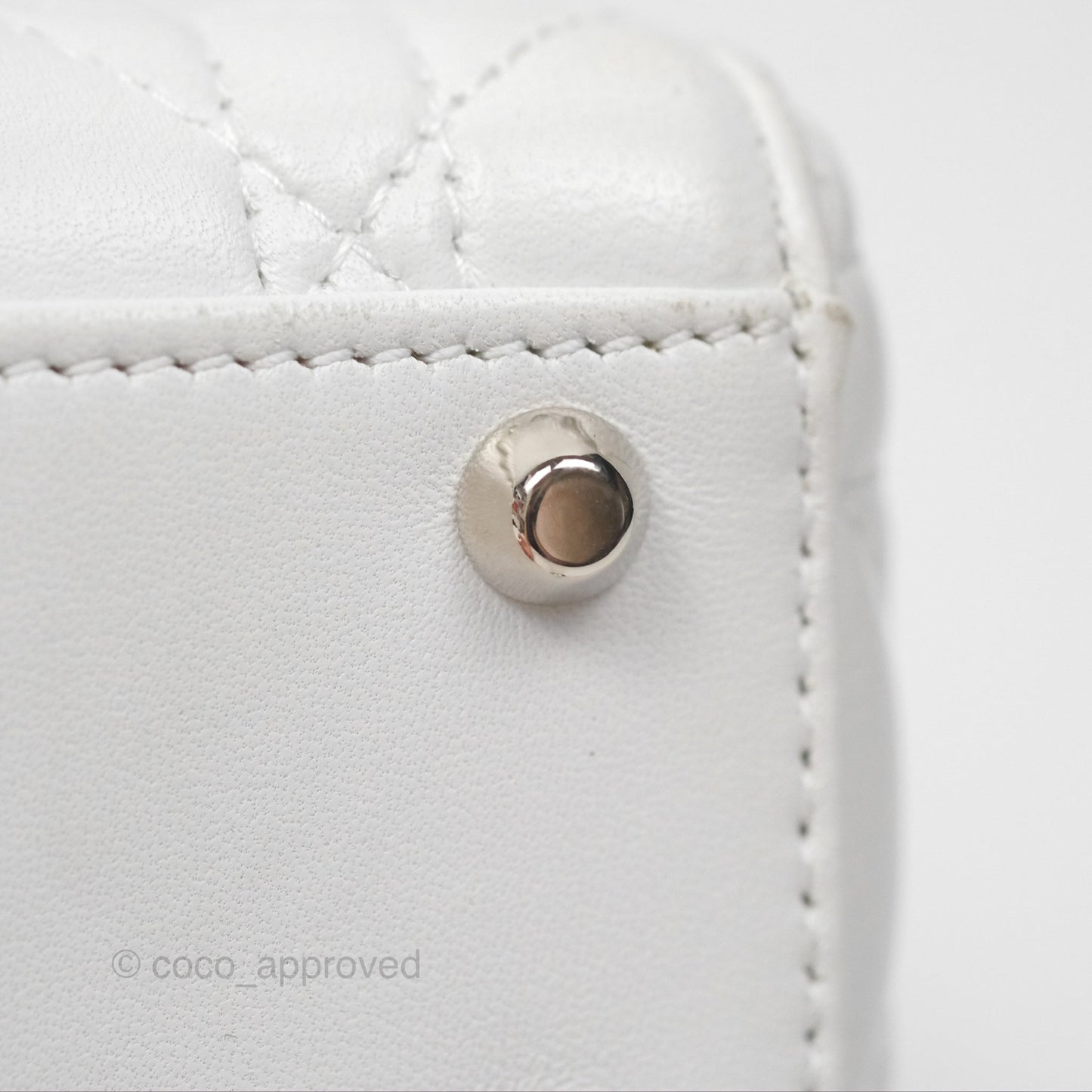 Christian Dior Cannage Mini Lady Dior White Silver Hardware