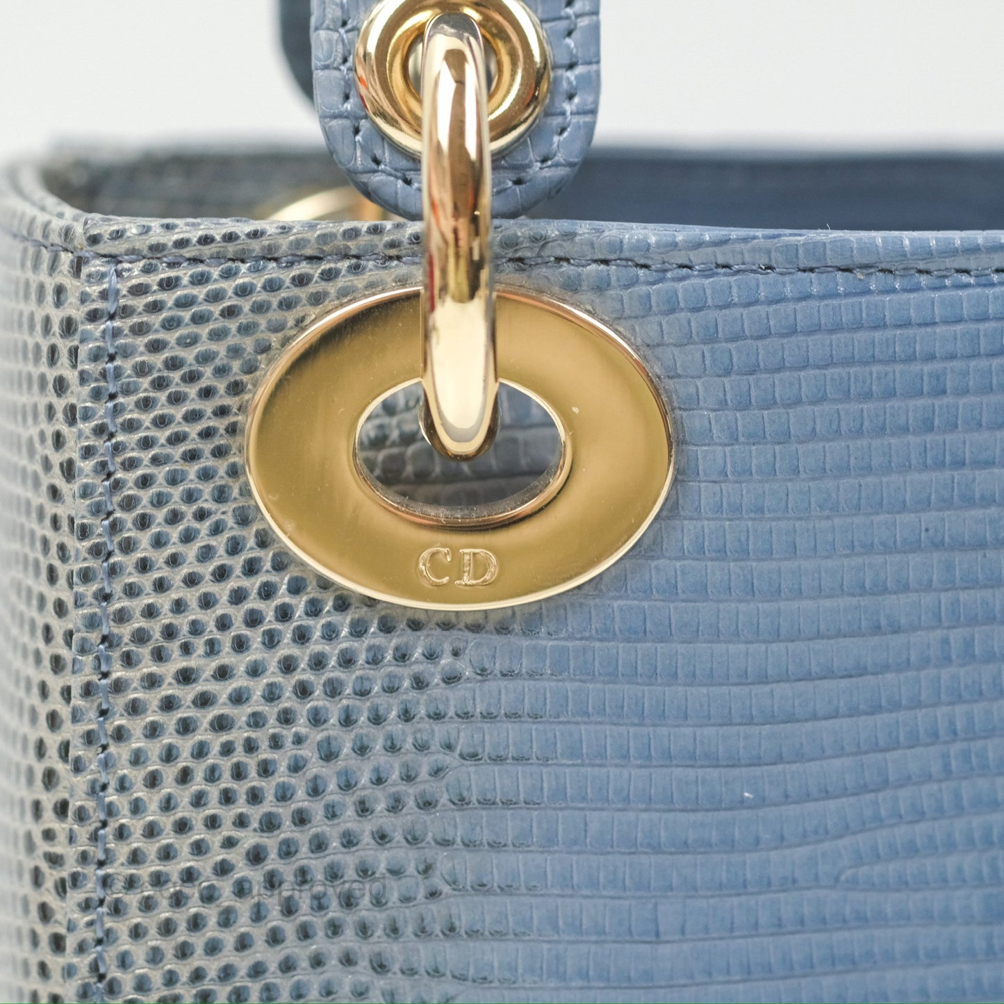 Christian Dior Mini Lady Dior Ombre Blue Lizard Gold Hardware