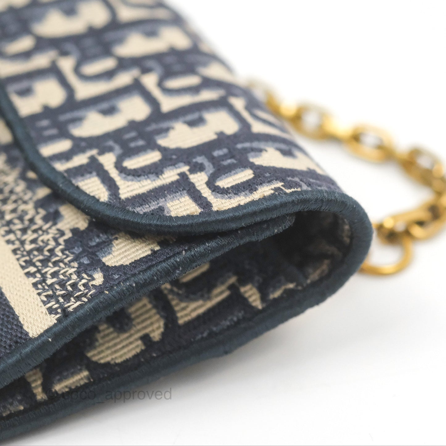 Christian Dior Navy Oblique Slim Saddle Pouch