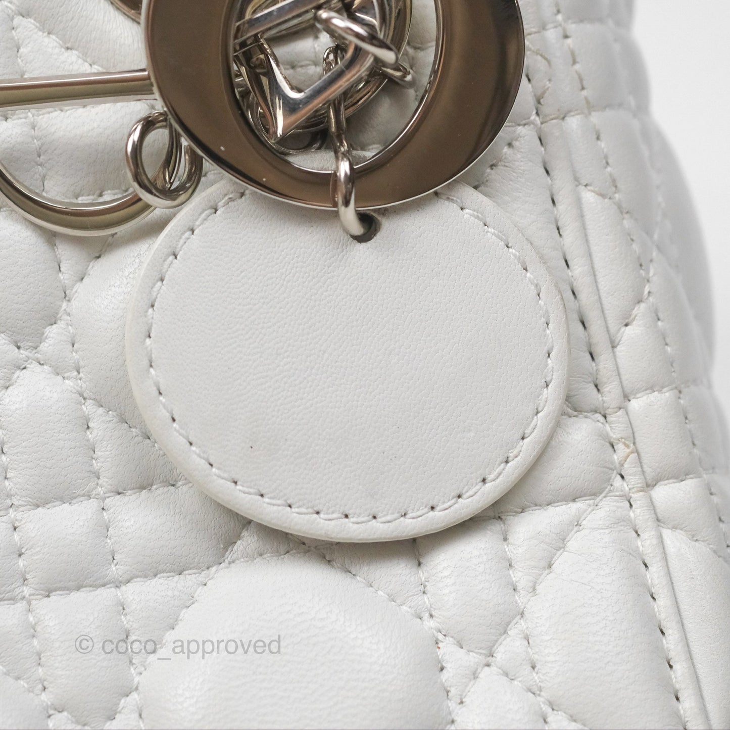 Christian Dior Cannage Mini Lady Dior White Silver Hardware