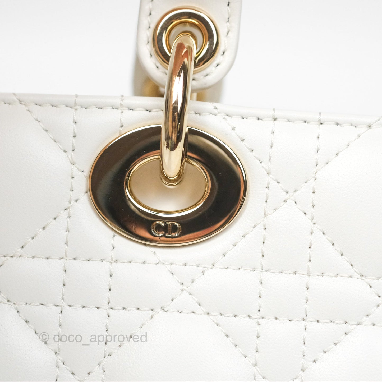 Christian Dior Small Lady D-Joy Bag Latte Lambskin Cannage Gold Hardware