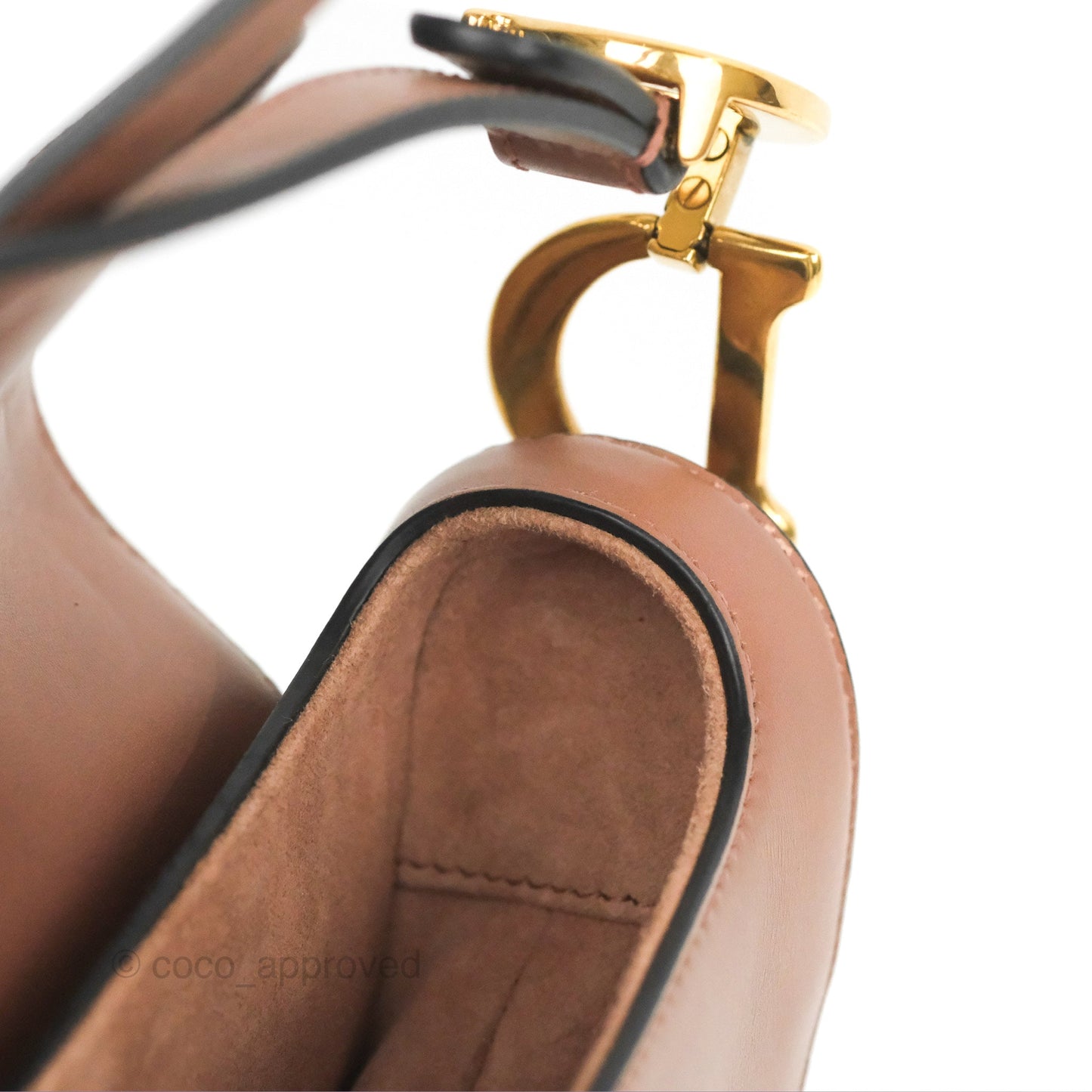 Christian Dior Mini Saddle Bag Rose Taupe Grained Calfskin Gold Hardware