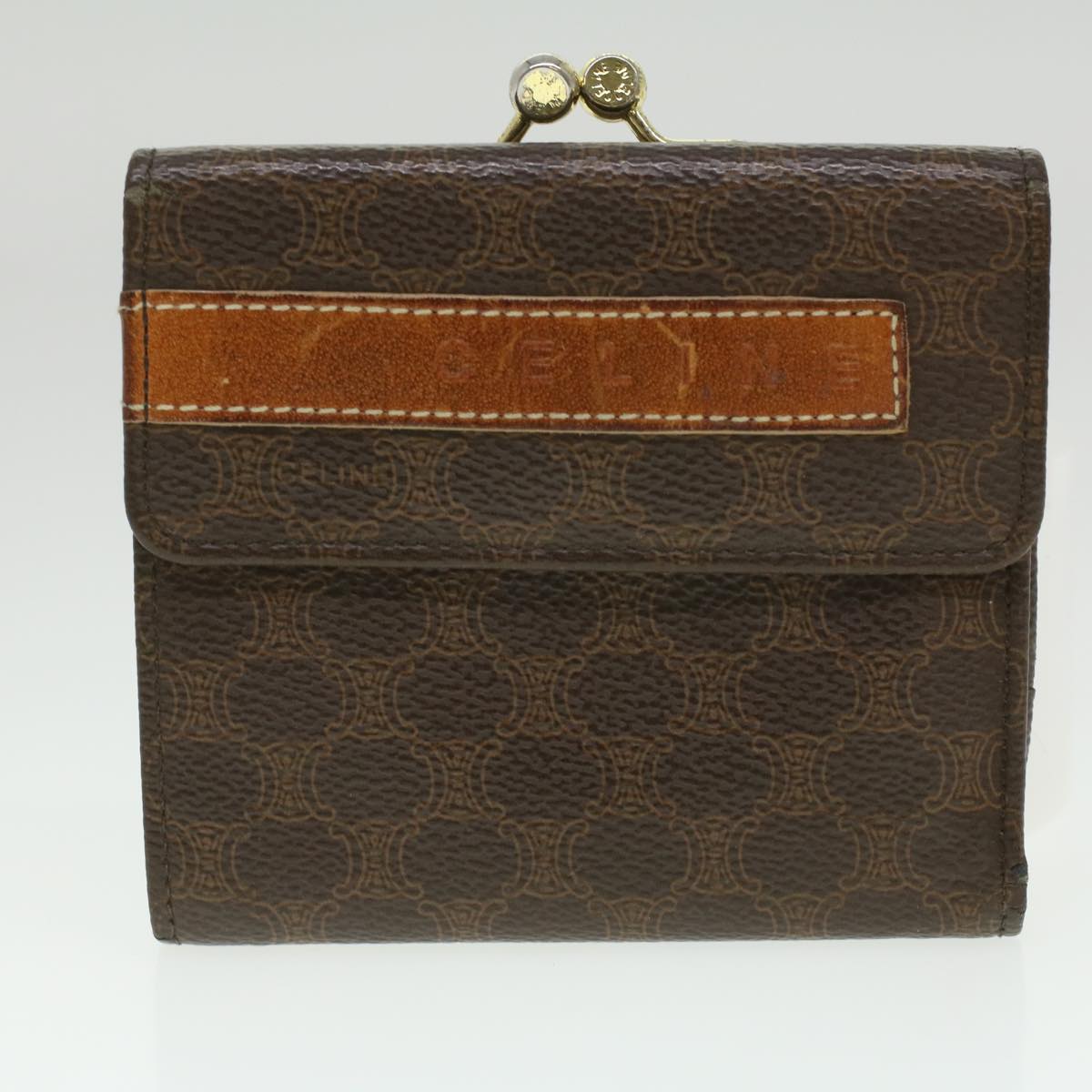 Celine Macadam Canvas Wallet PVC Leather 3Set Brown Beige 36792