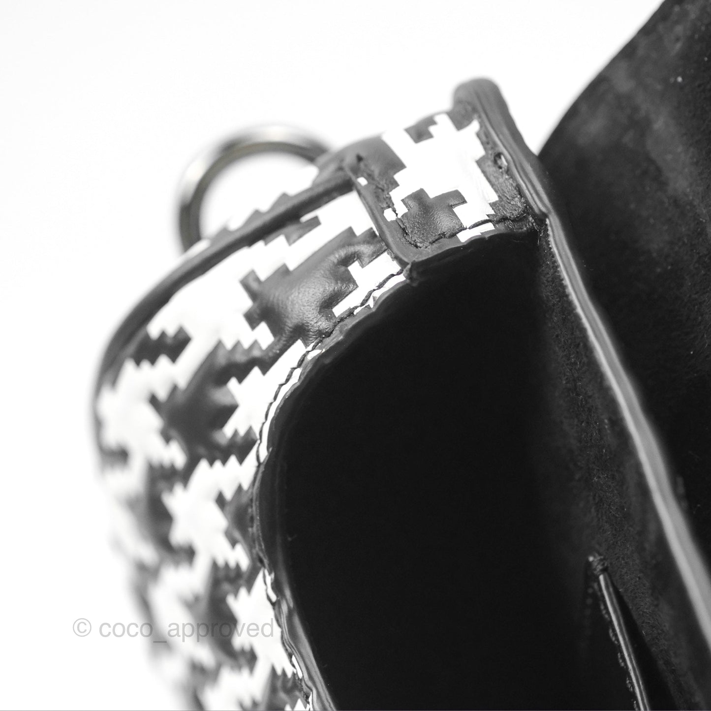 Christian Dior Bobby East-West Bag Black And White Houndstooth Embossed Calfskin