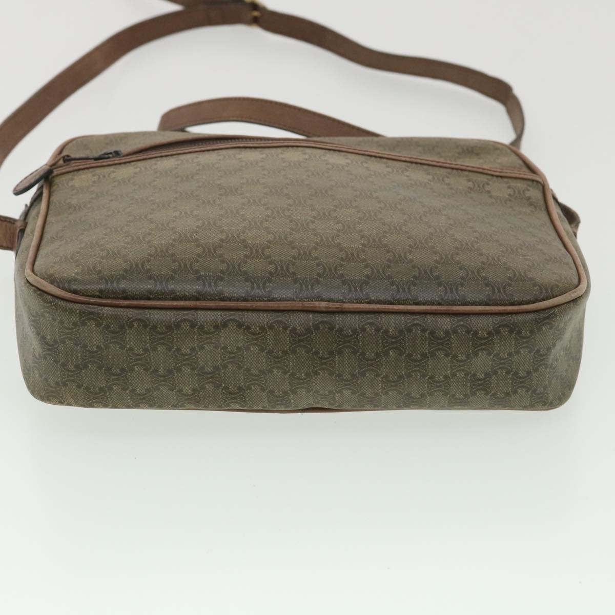 Celine Macadam Canvas Shoulder Bag PVC Leather Beige 37414