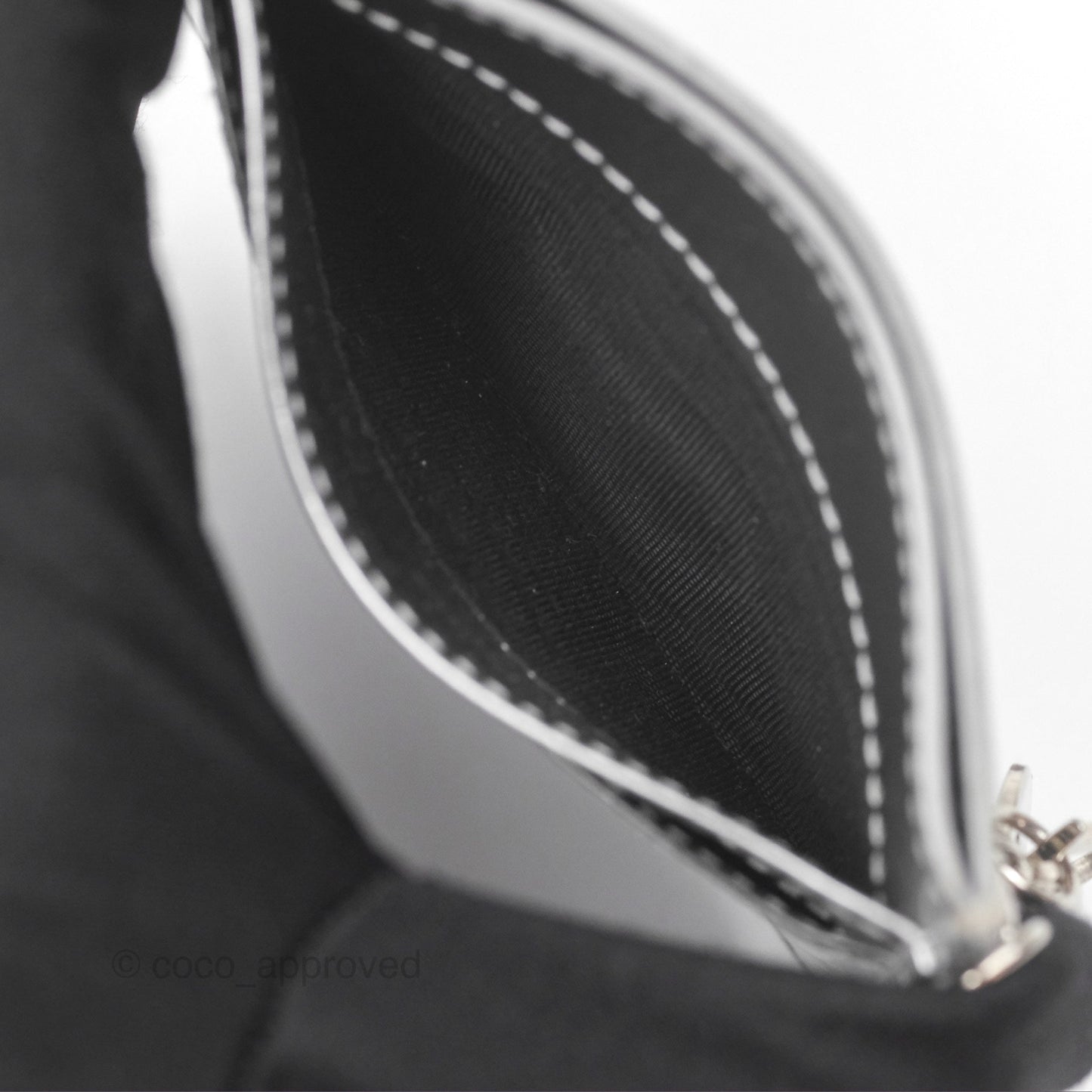 Christian Dior Metallic Sliver Card Holder Silver Hardware