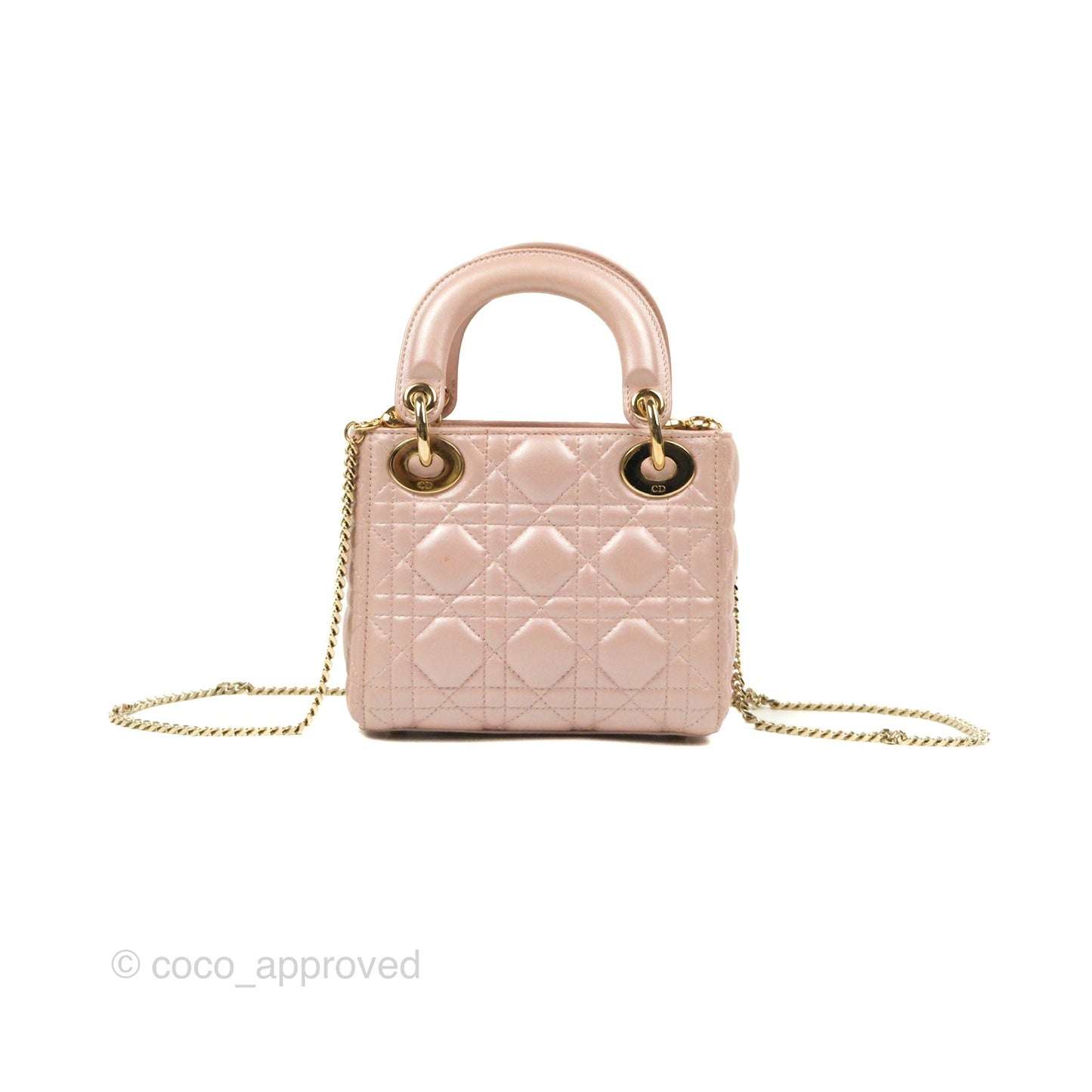 Christian Dior Mini Lady Dior Iridescent Light Pink Cannage Gold Hardware