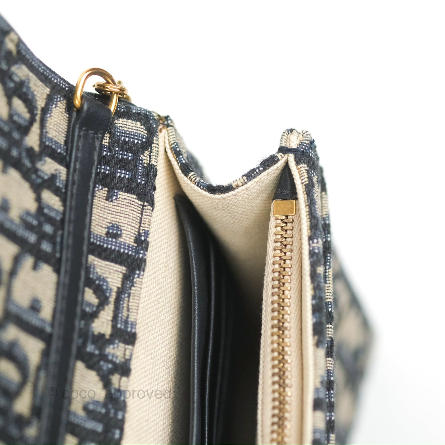 Christian Dior Saddle Chain Pouch Navy Oblique Jacquard