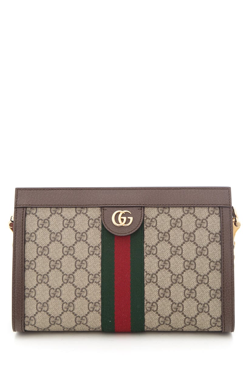 Gucci Brown Beige Small GG Supreme Ophidia Handbag