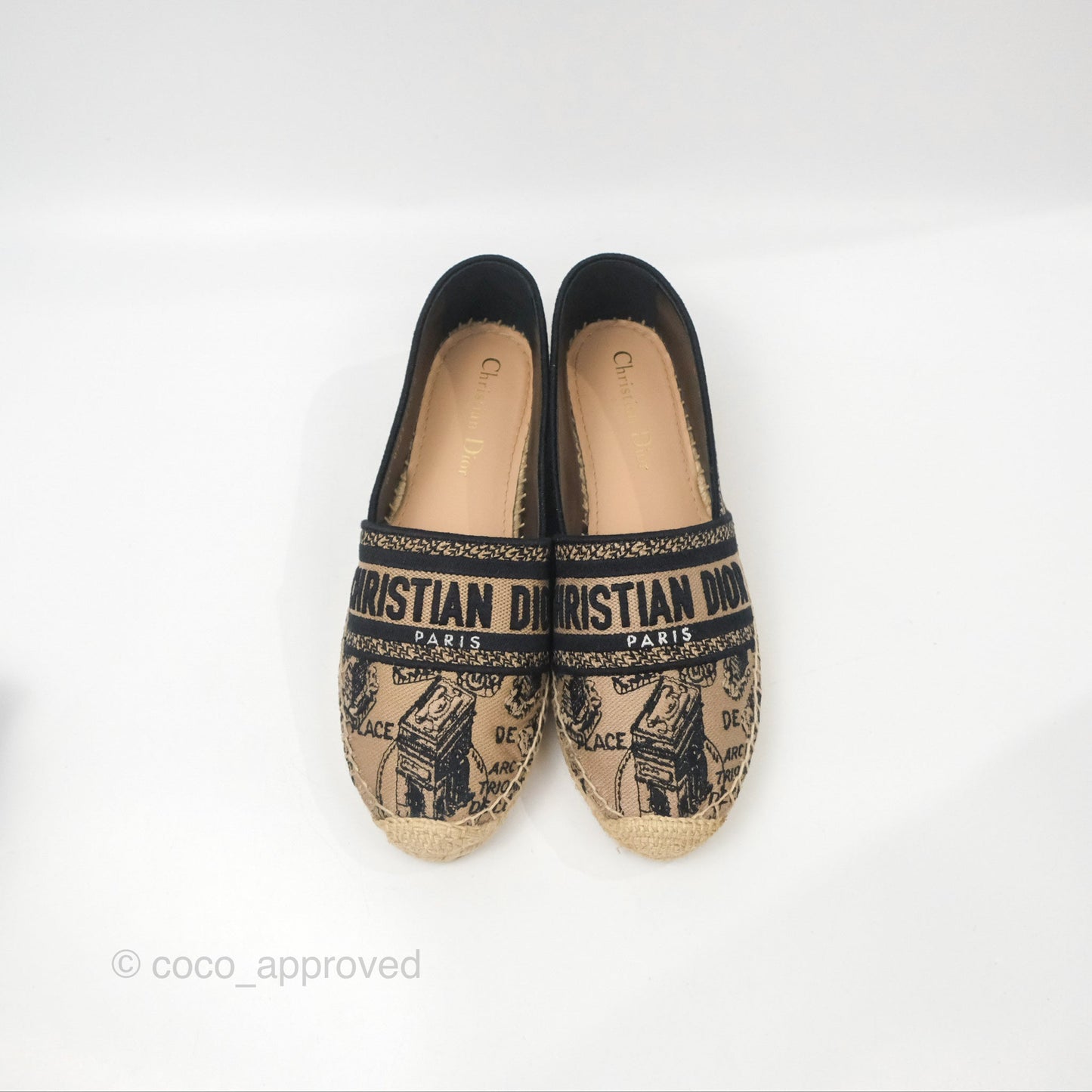 Dior Granville Espadrille Plan De Paris Beige Black Size 37.5