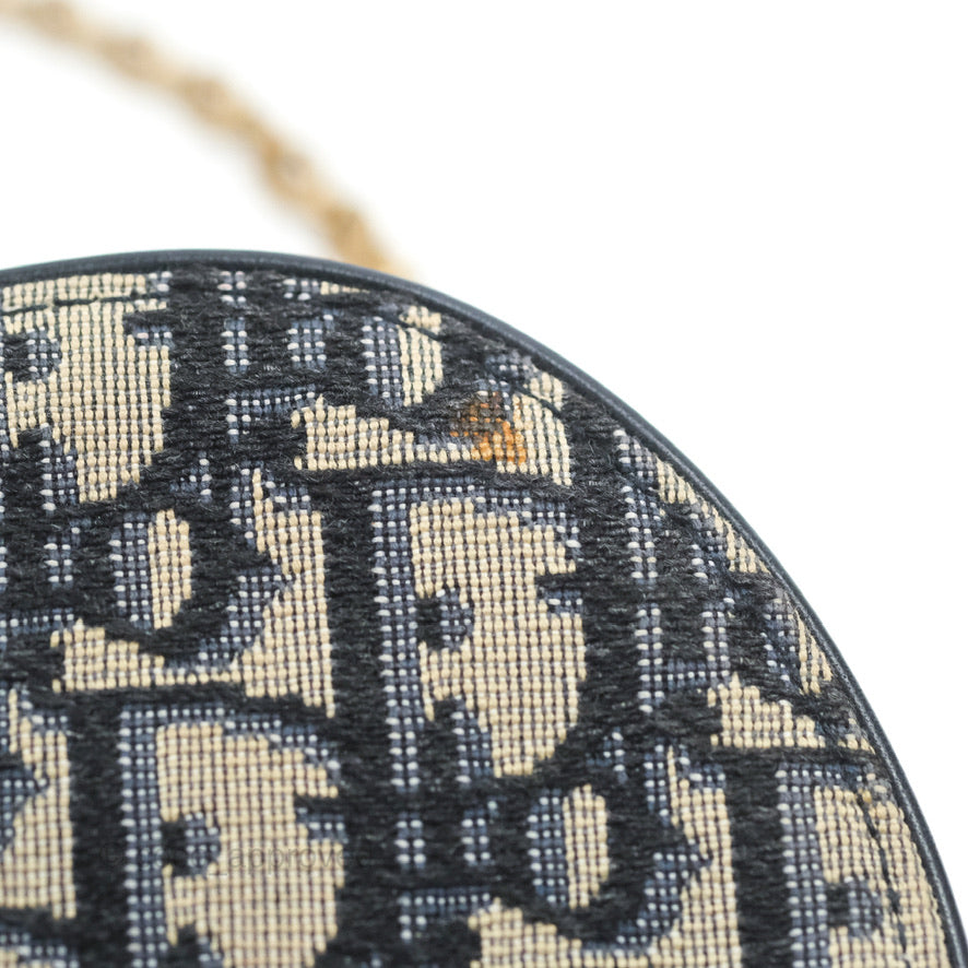 Christian Dior Saddle Chain Pouch Navy Oblique Jacquard