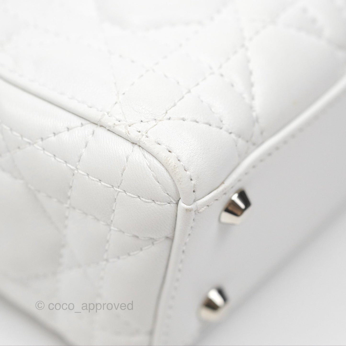 Christian Dior Cannage Mini Lady Dior White Silver Hardware