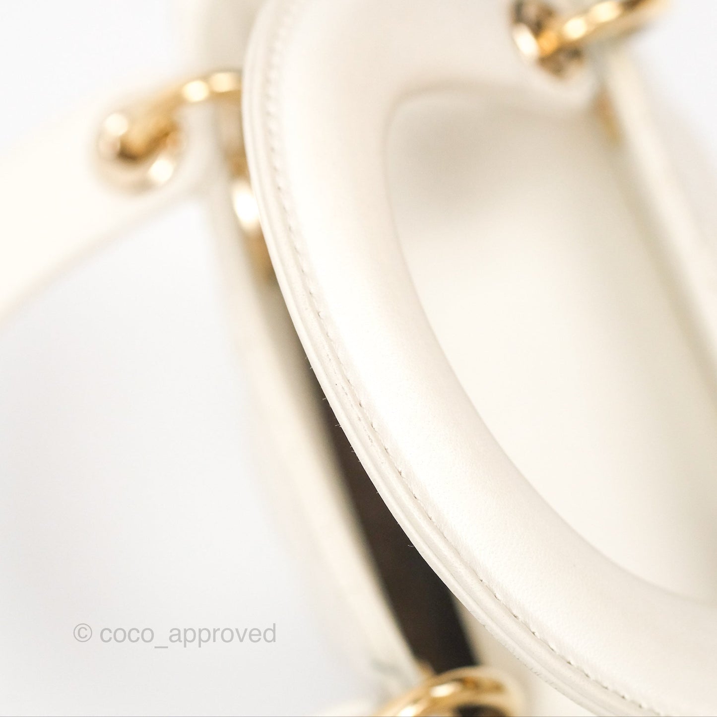 Christian Dior Cannage Mini Lady Dior White Gold Hardware