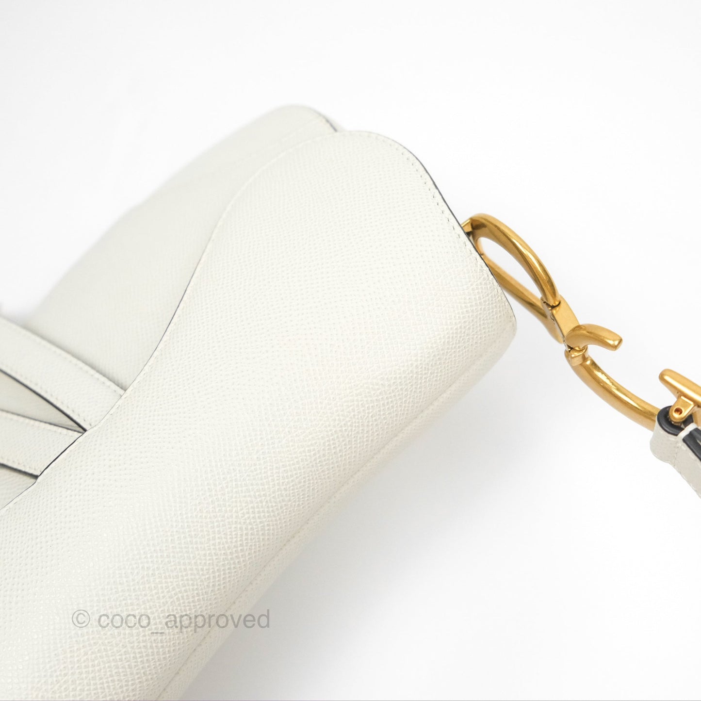 Christian Dior Saddle Bag White Grained Calfskin Gold Hardware