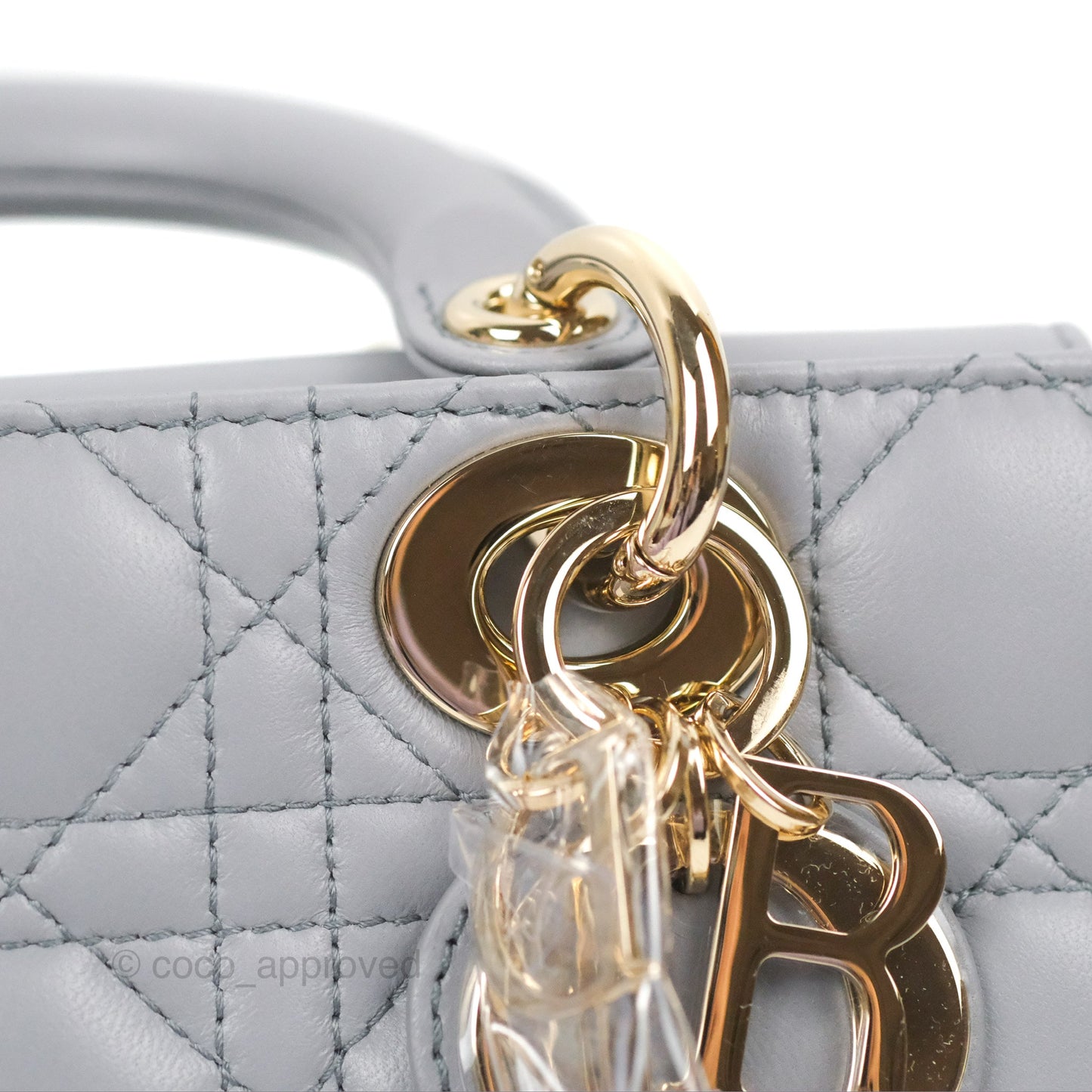 Dior Small Lady D-Joy Bag Grey Lambskin Cannage Gold Hardware