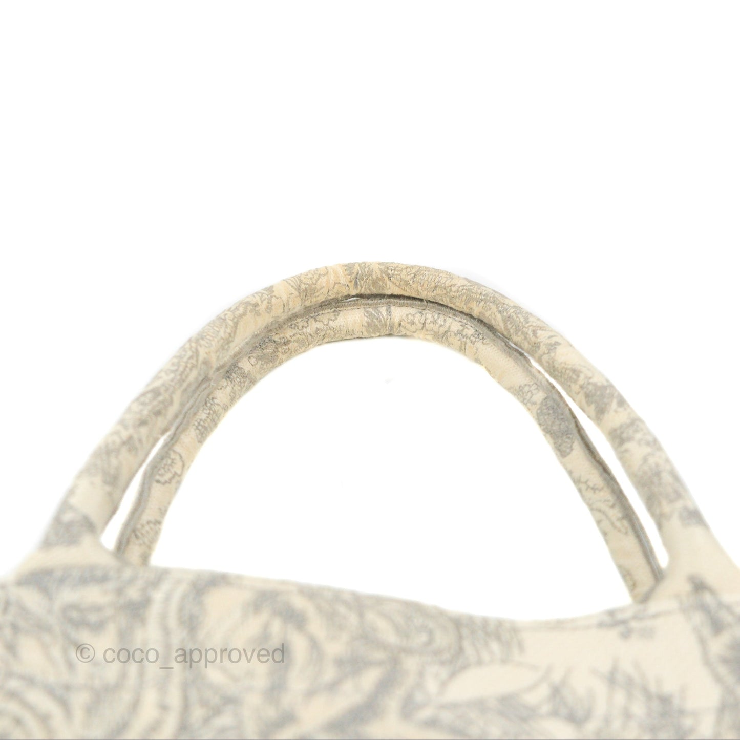 Christian Dior Medium (Old Small) Embroidered Toile De Jouy Light Grey Canvas Book Tote