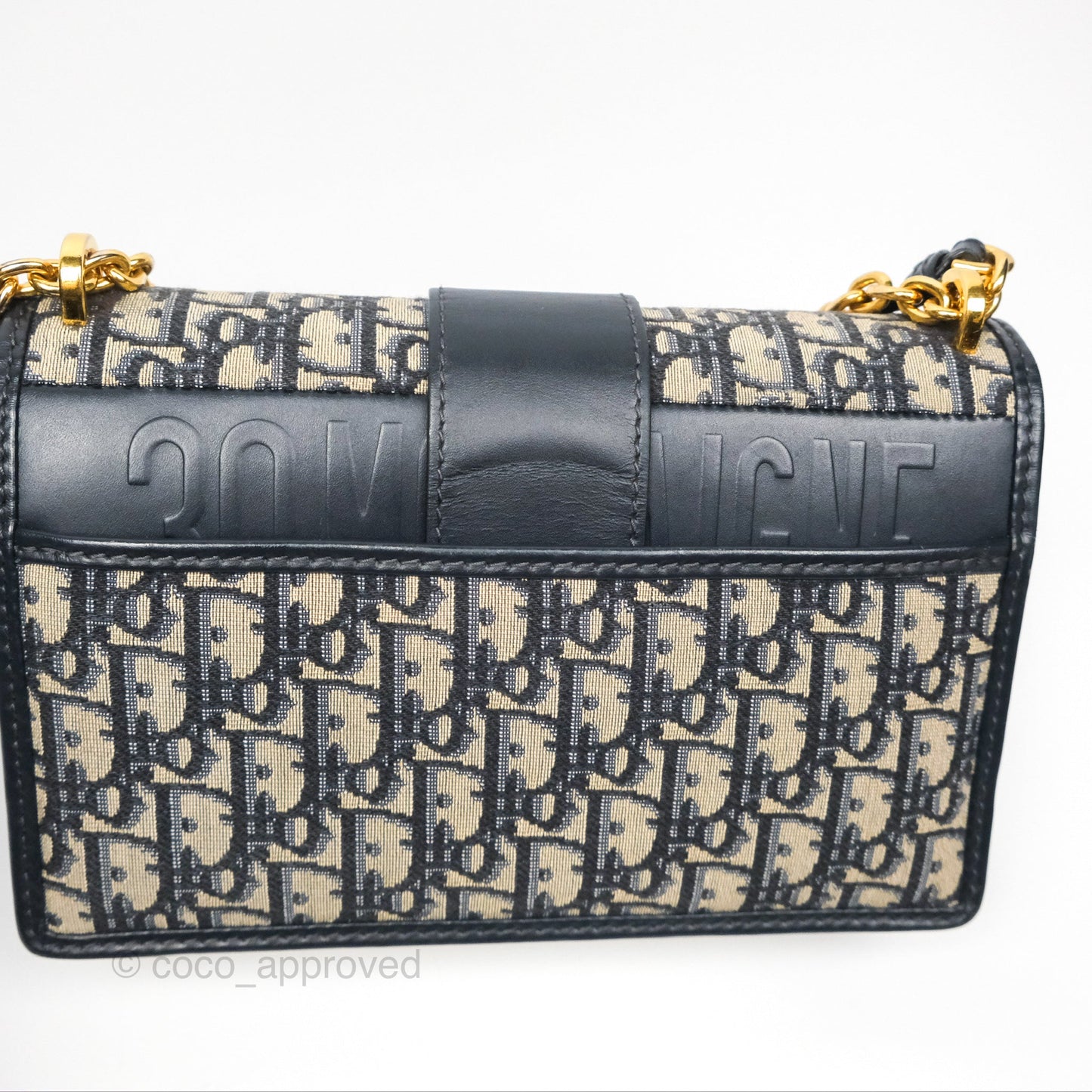 Christian Dior 30 Montaigne with Chain Blue Dior Oblique Jacquard