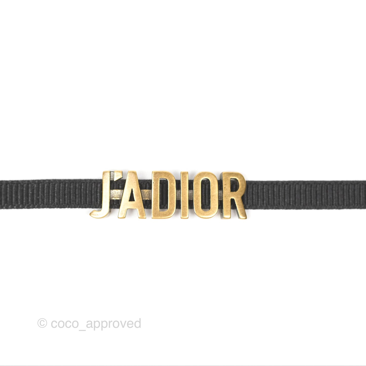Dior J'adior Ribbon Choker Necklace Black Aged Gold Tone