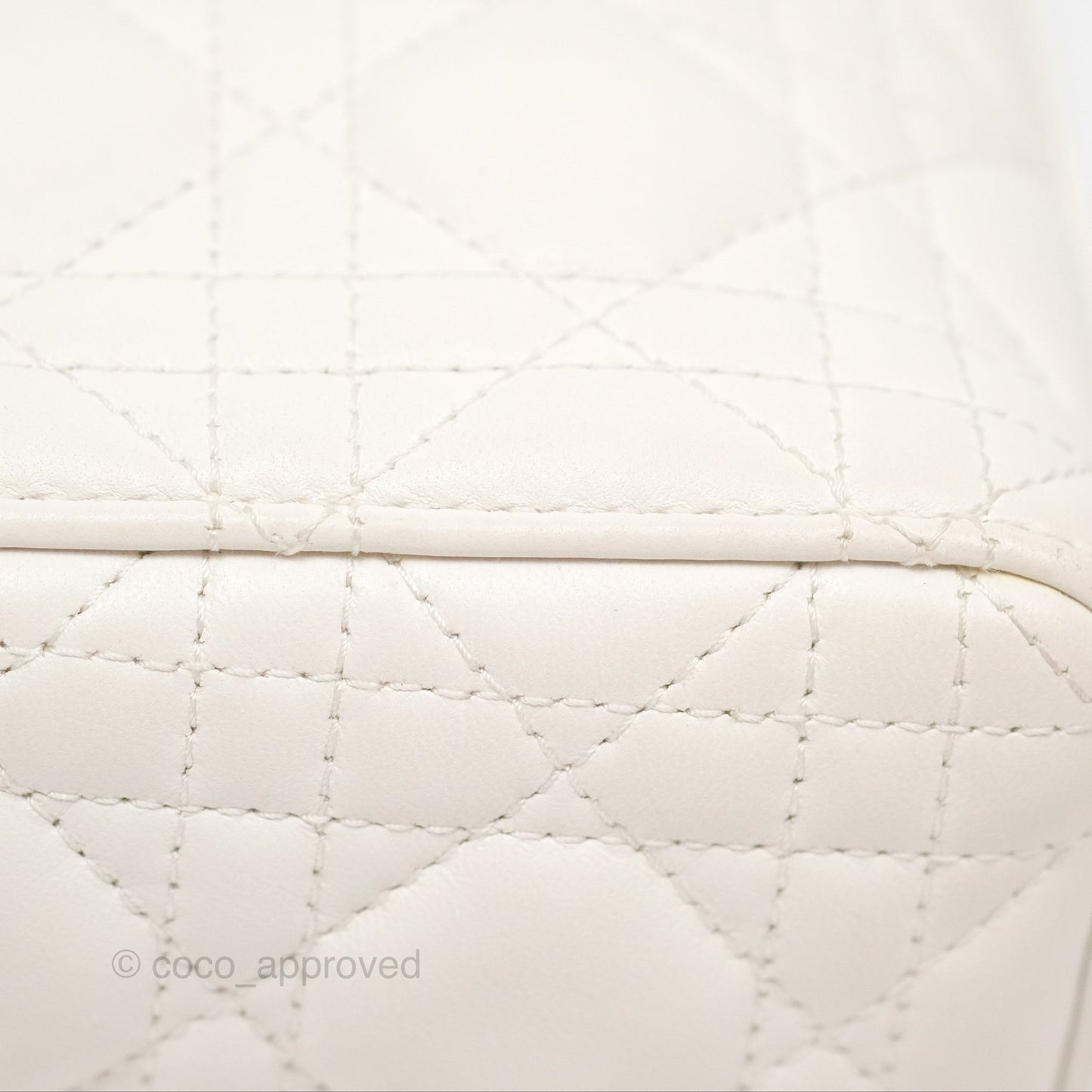 Christian Dior Cannage Mini Lady Dior White Gold Hardware