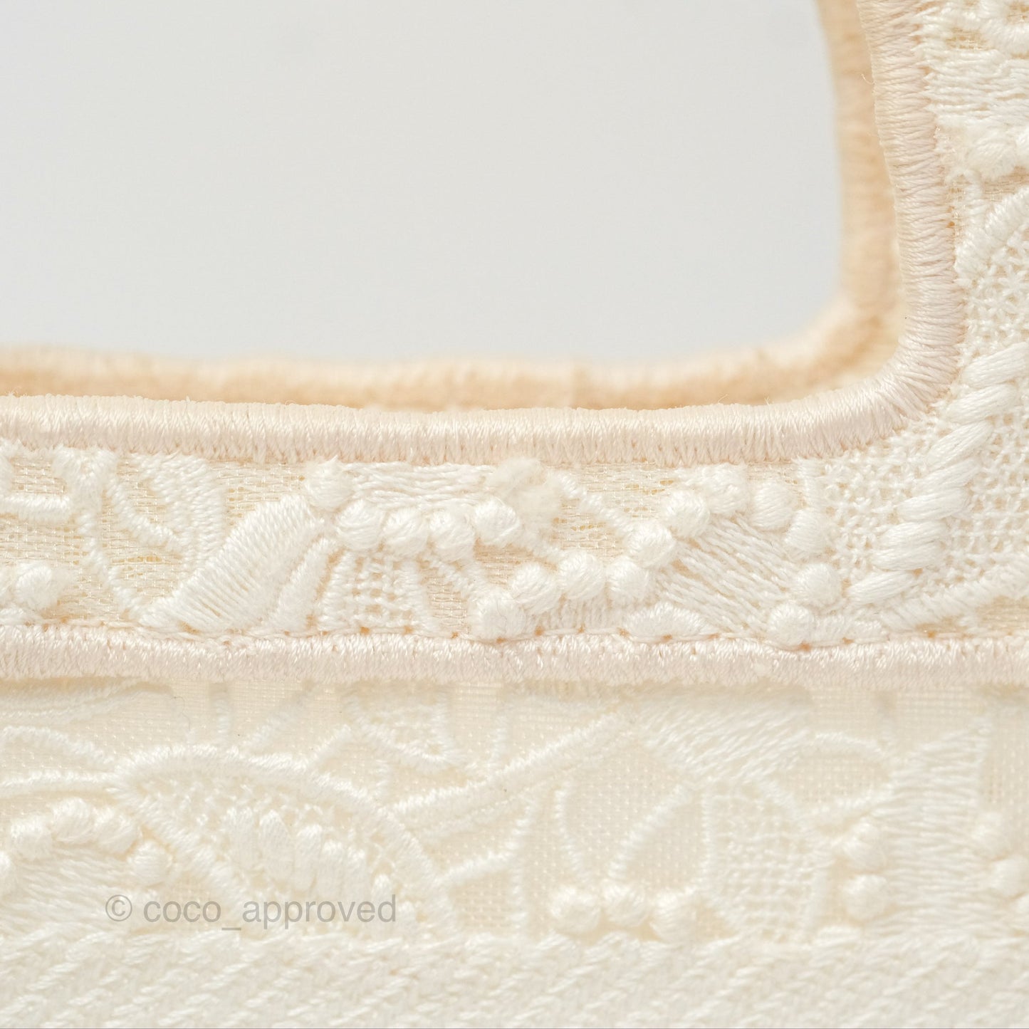 Dior Mini Book Tote Natural Macramé-Effect Embroidery