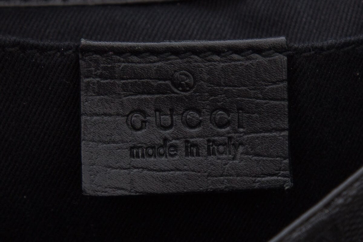 Gucci Black Canvas Monogram Horsebit Handbag