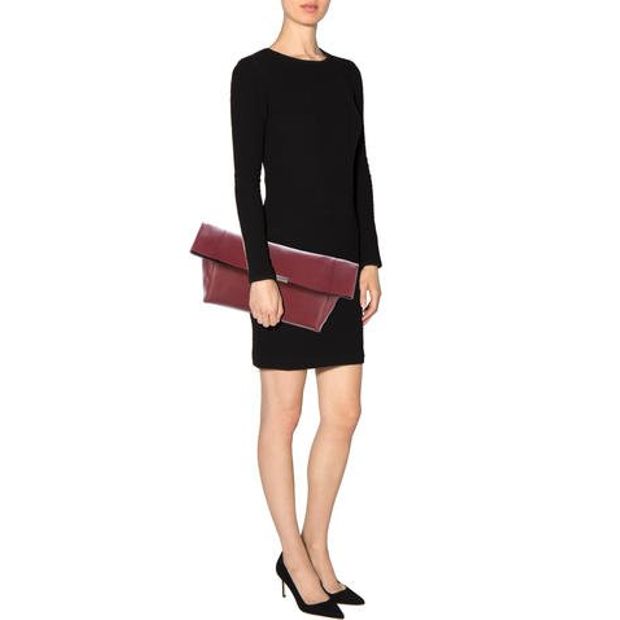 Celine Calfskin Leather Foldover Clutch