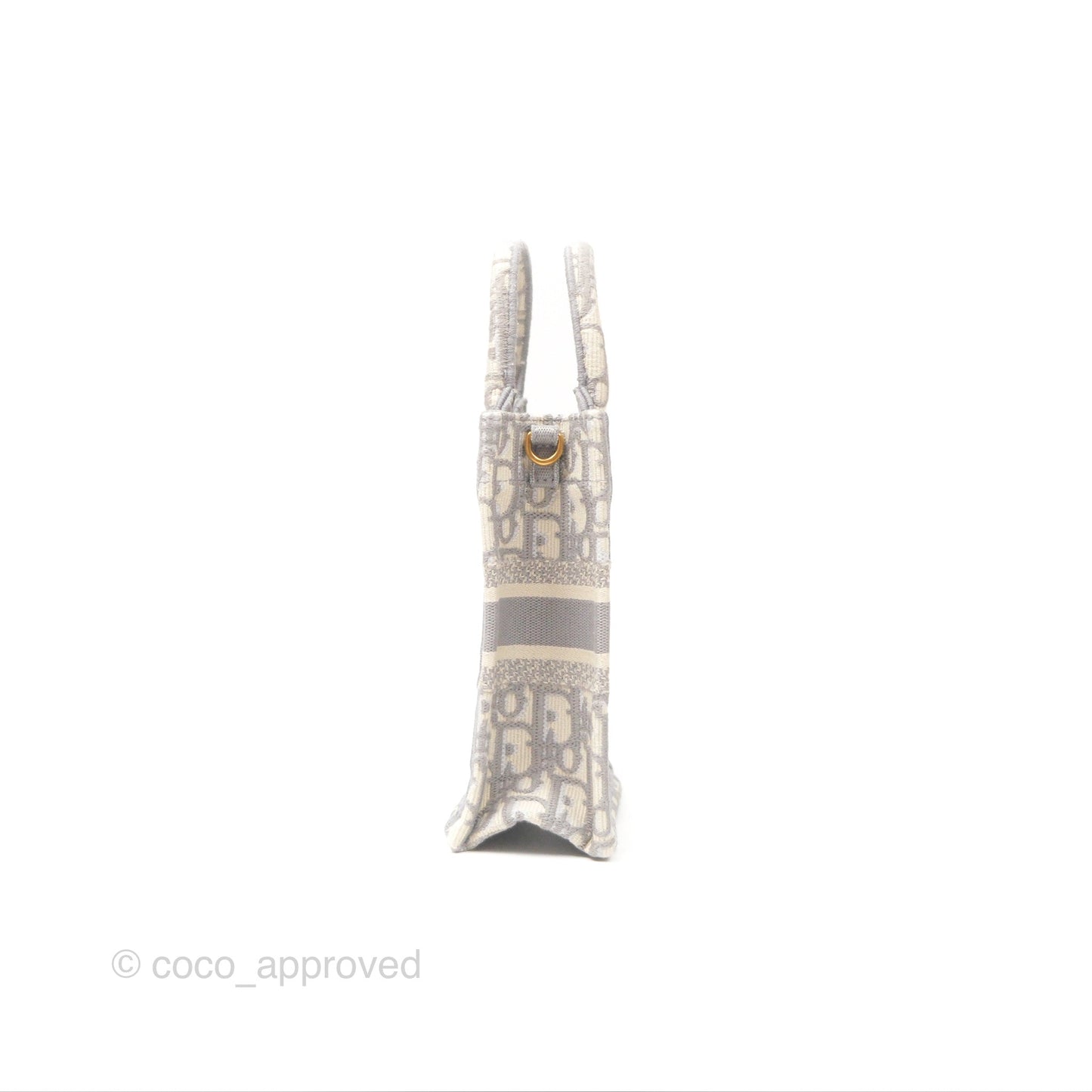 Dior Mini Vertical Gray Oblique Embroidery Book Tote