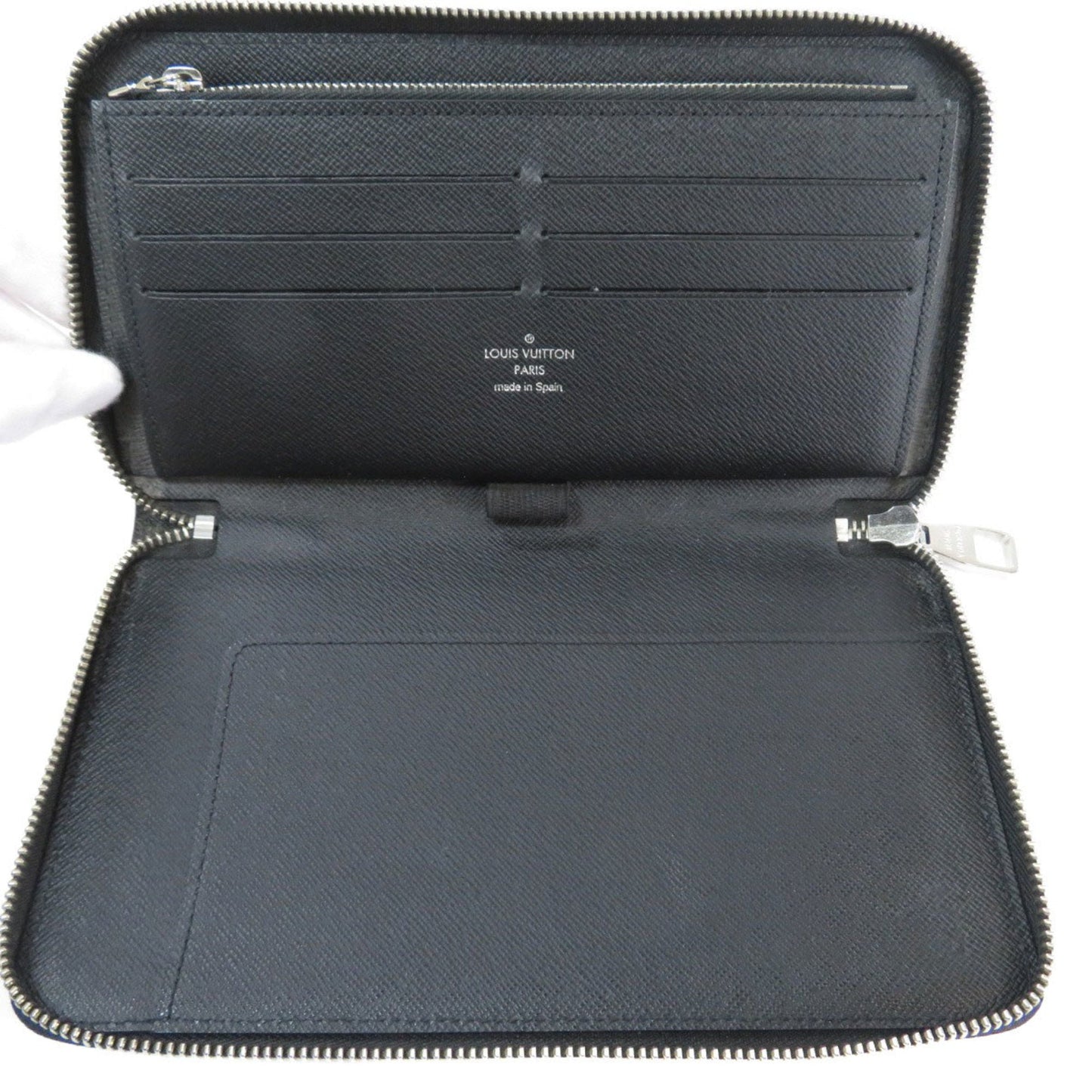 Louis Vuitton Black Leather Zippy organizer wallet accessories